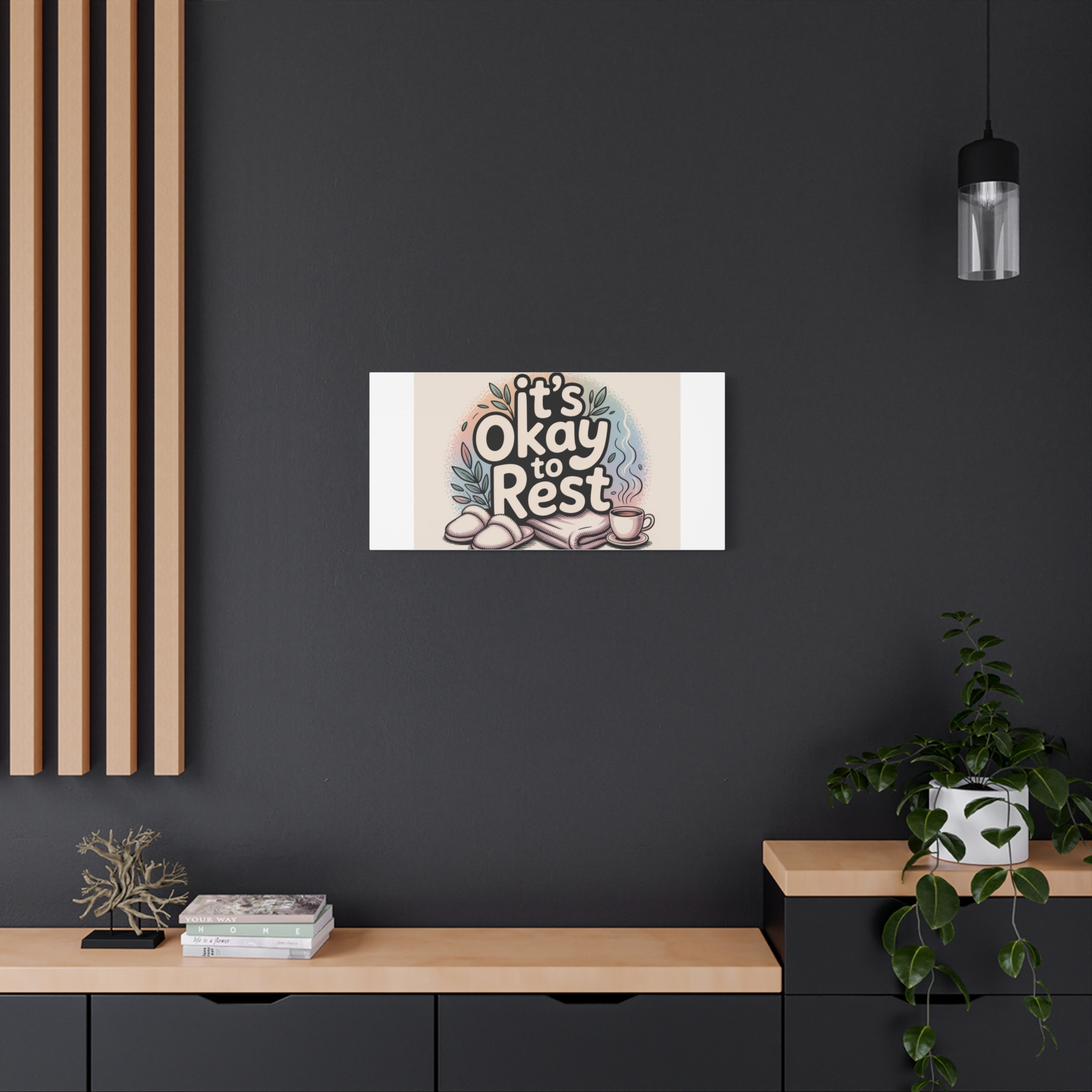 It's Okay to Rest Canvas | Holiday Burnout, Introvert Social Battery Art - Image 44