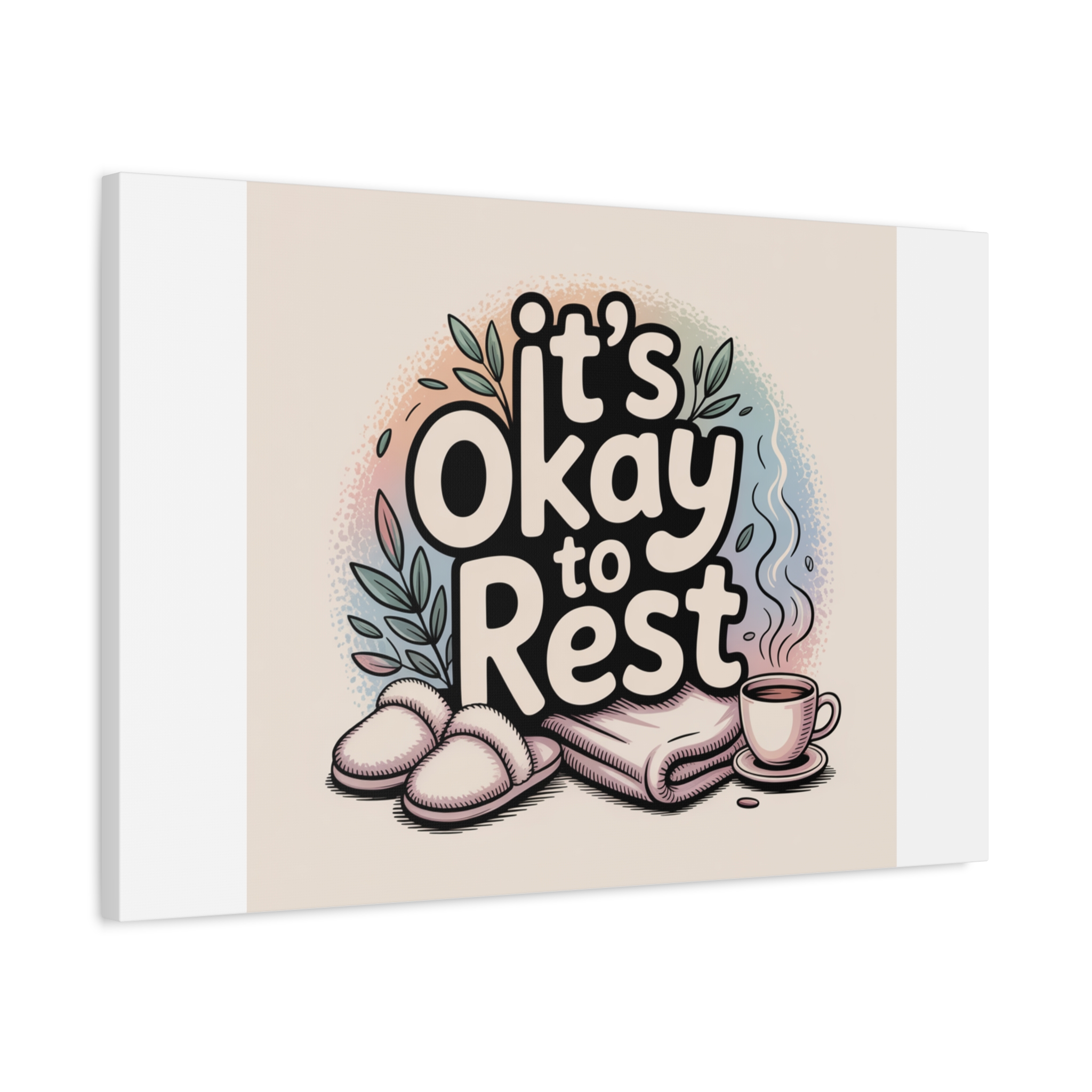 It's Okay to Rest Canvas | Holiday Burnout, Introvert Social Battery Art - Image 46