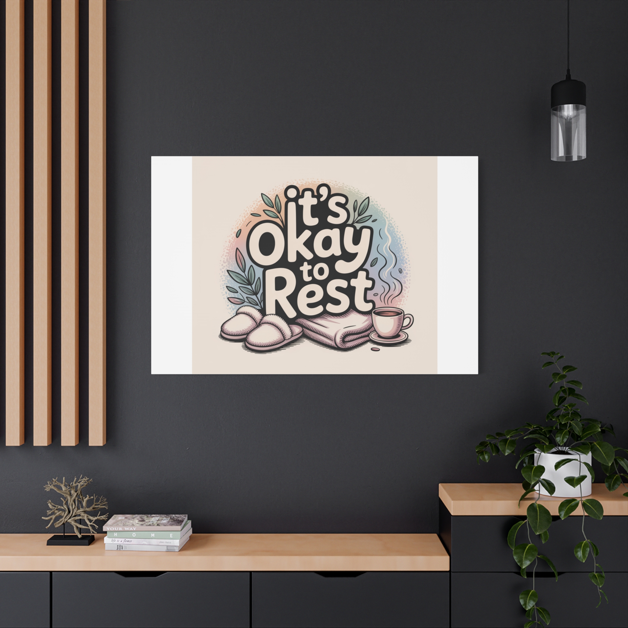 It's Okay to Rest Canvas | Holiday Burnout, Introvert Social Battery Art - Image 84
