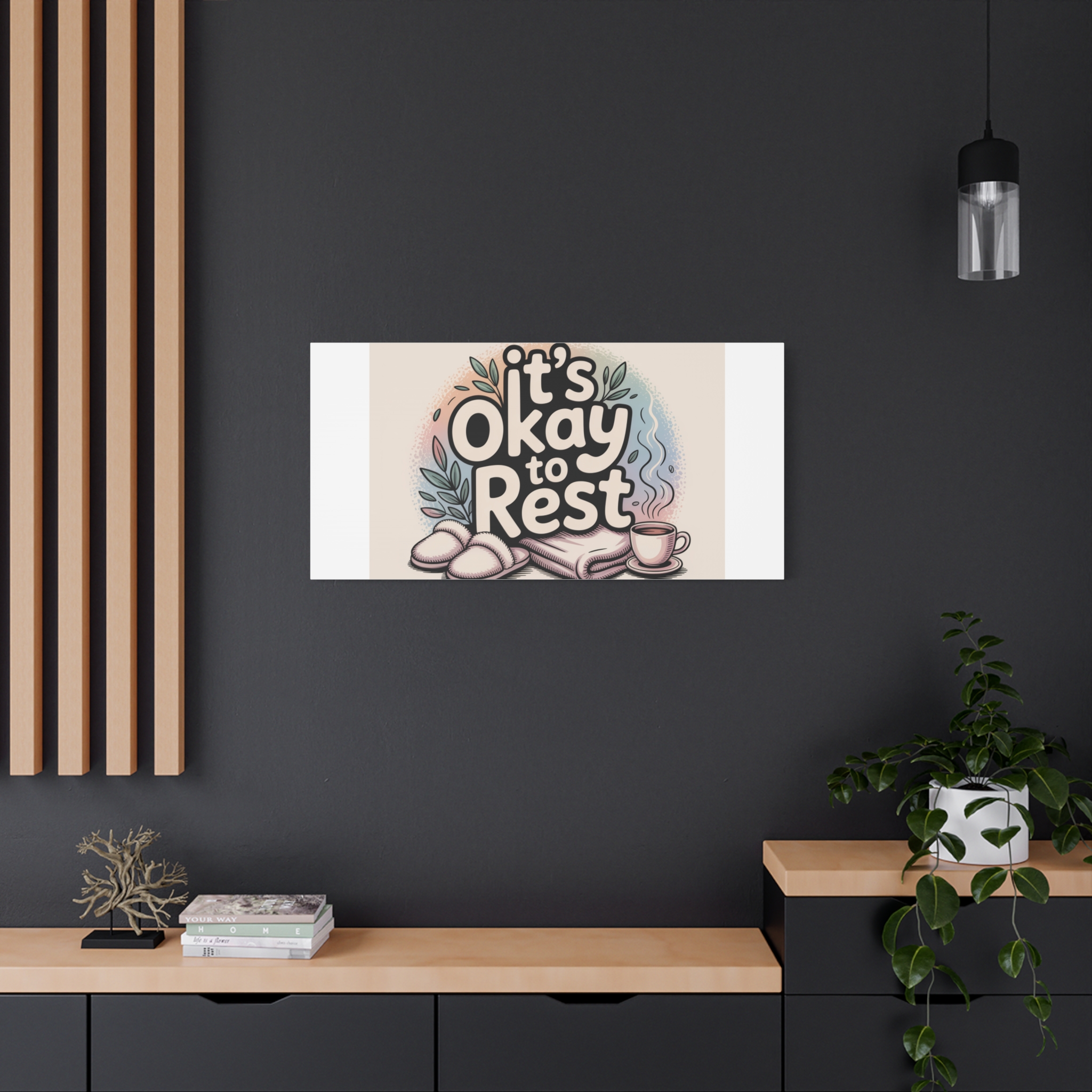 It's Okay to Rest Canvas | Holiday Burnout, Introvert Social Battery Art - Image 68