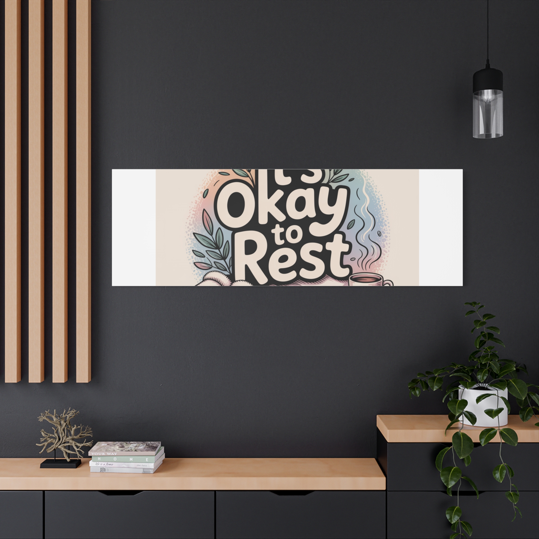 It's Okay to Rest Canvas | Holiday Burnout, Introvert Social Battery Art - Image 92