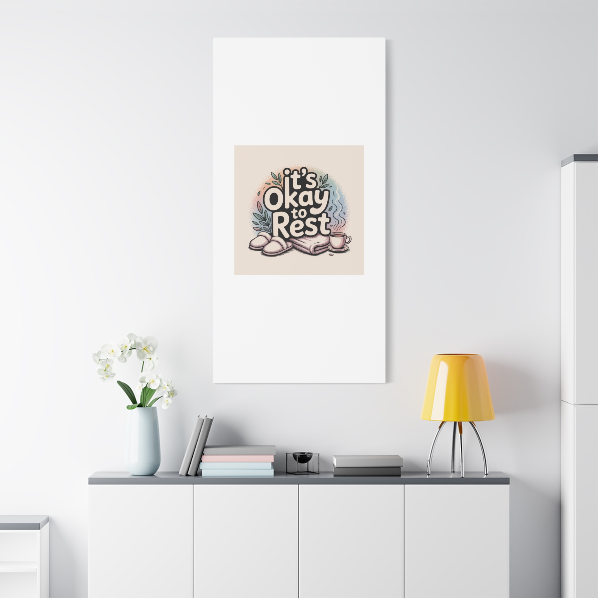 It's Okay to Rest Canvas | Holiday Burnout, Introvert Social Battery Art - Image 187