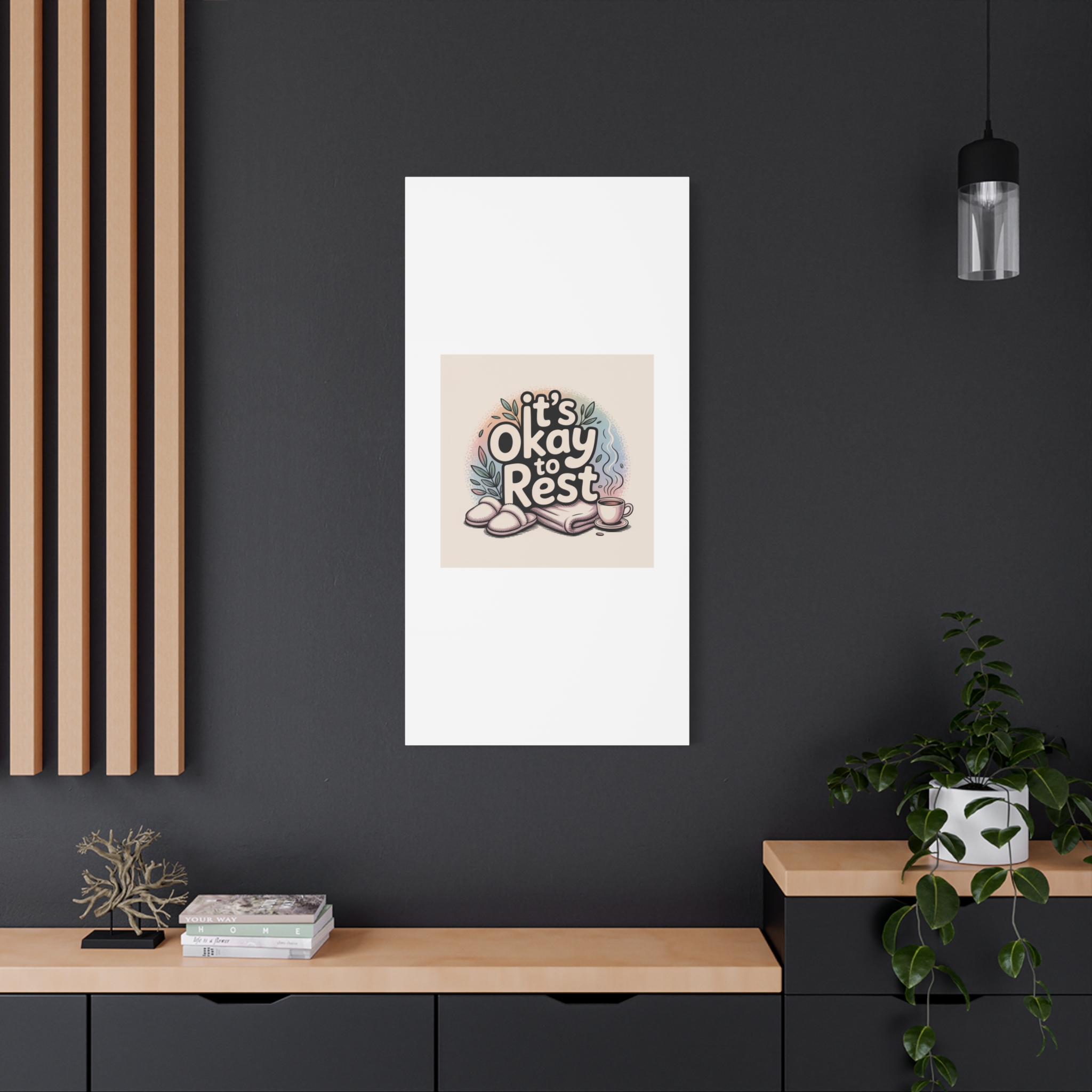 It's Okay to Rest Canvas | Holiday Burnout, Introvert Social Battery Art - Image 180