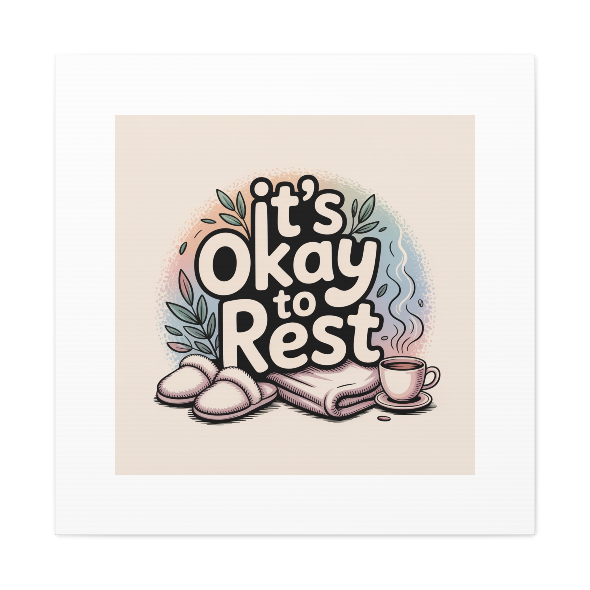 It's Okay to Rest Canvas | Holiday Burnout, Introvert Social Battery Art - Image 233
