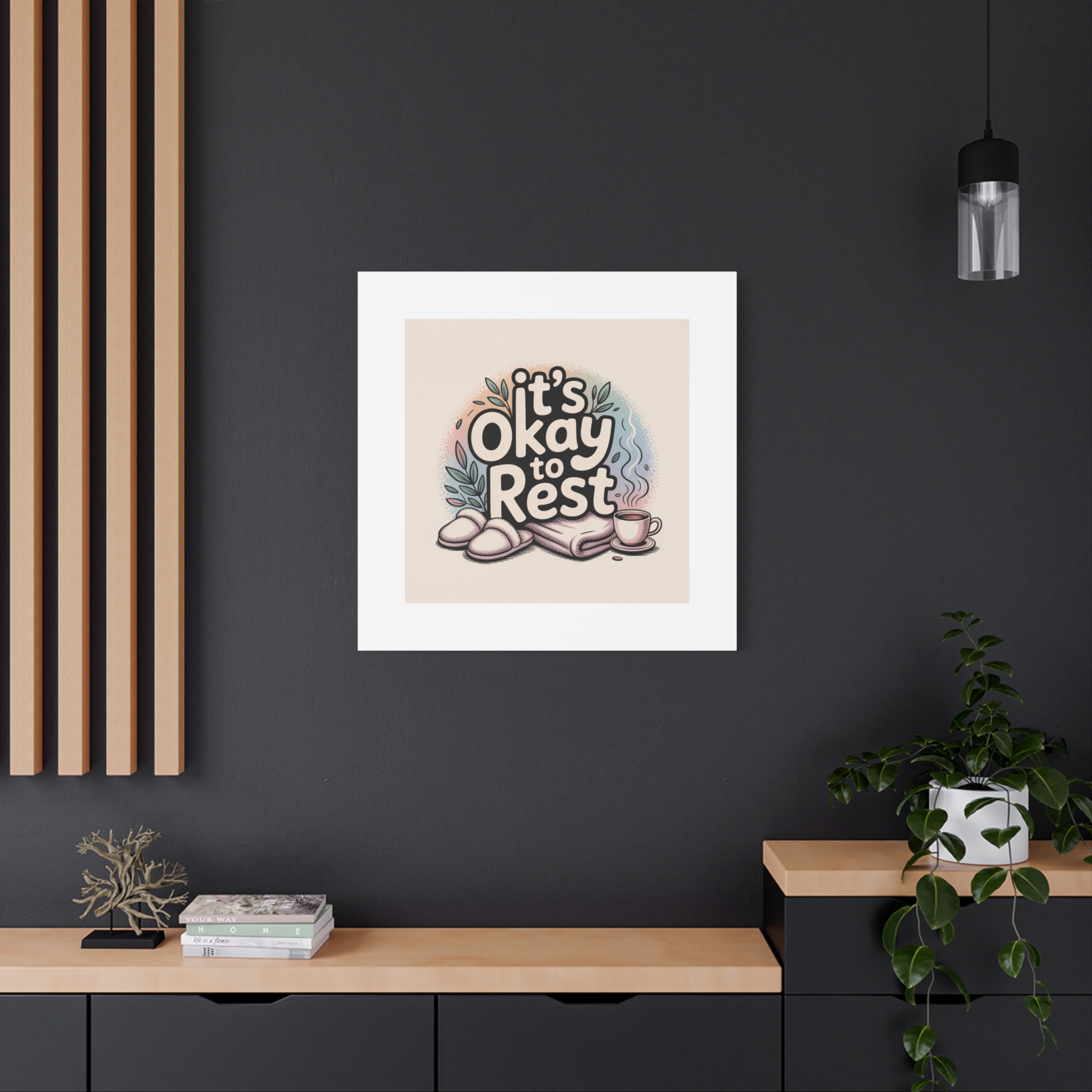 It's Okay to Rest Canvas | Holiday Burnout, Introvert Social Battery Art - Image 236