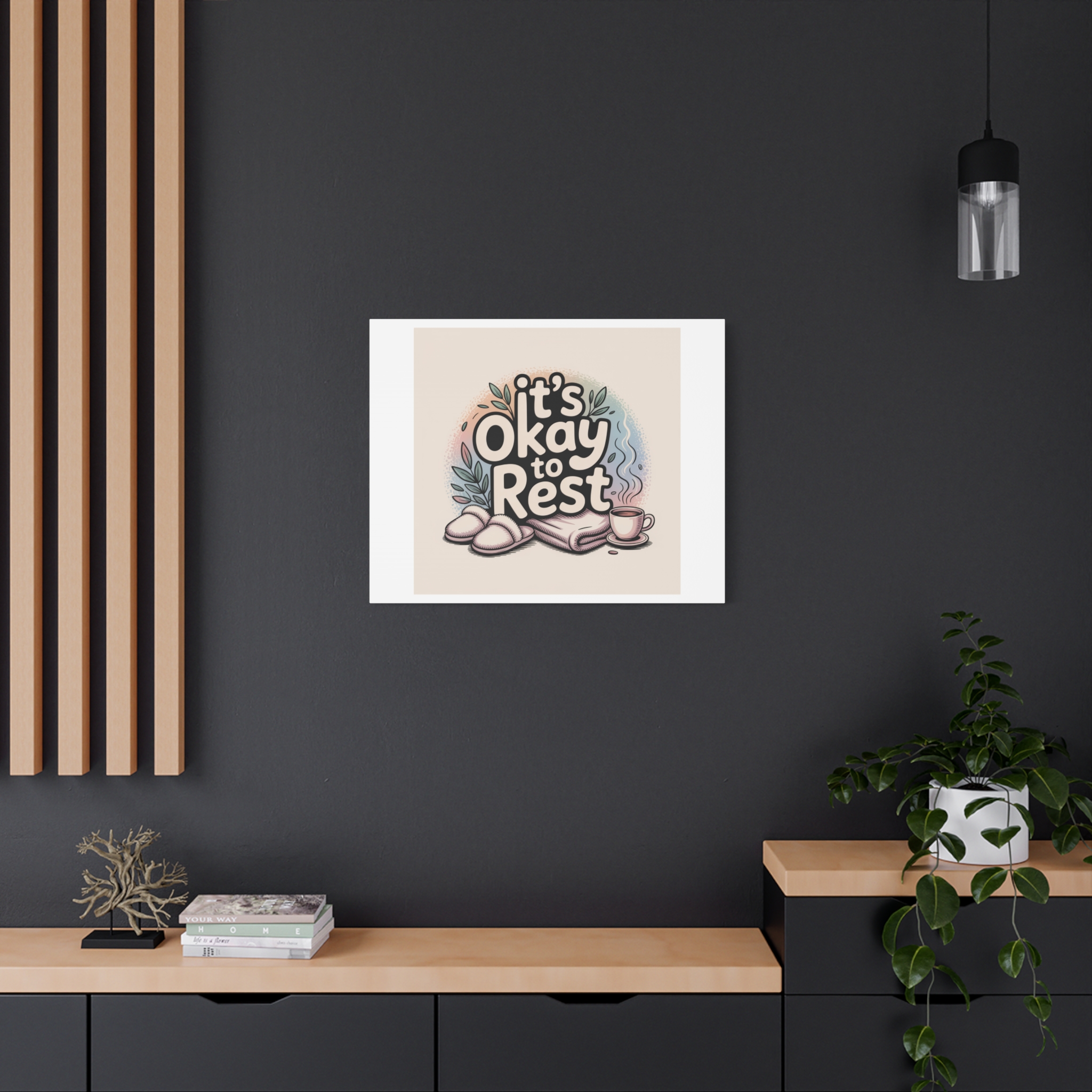 It's Okay to Rest Canvas | Holiday Burnout, Introvert Social Battery Art - Image 52