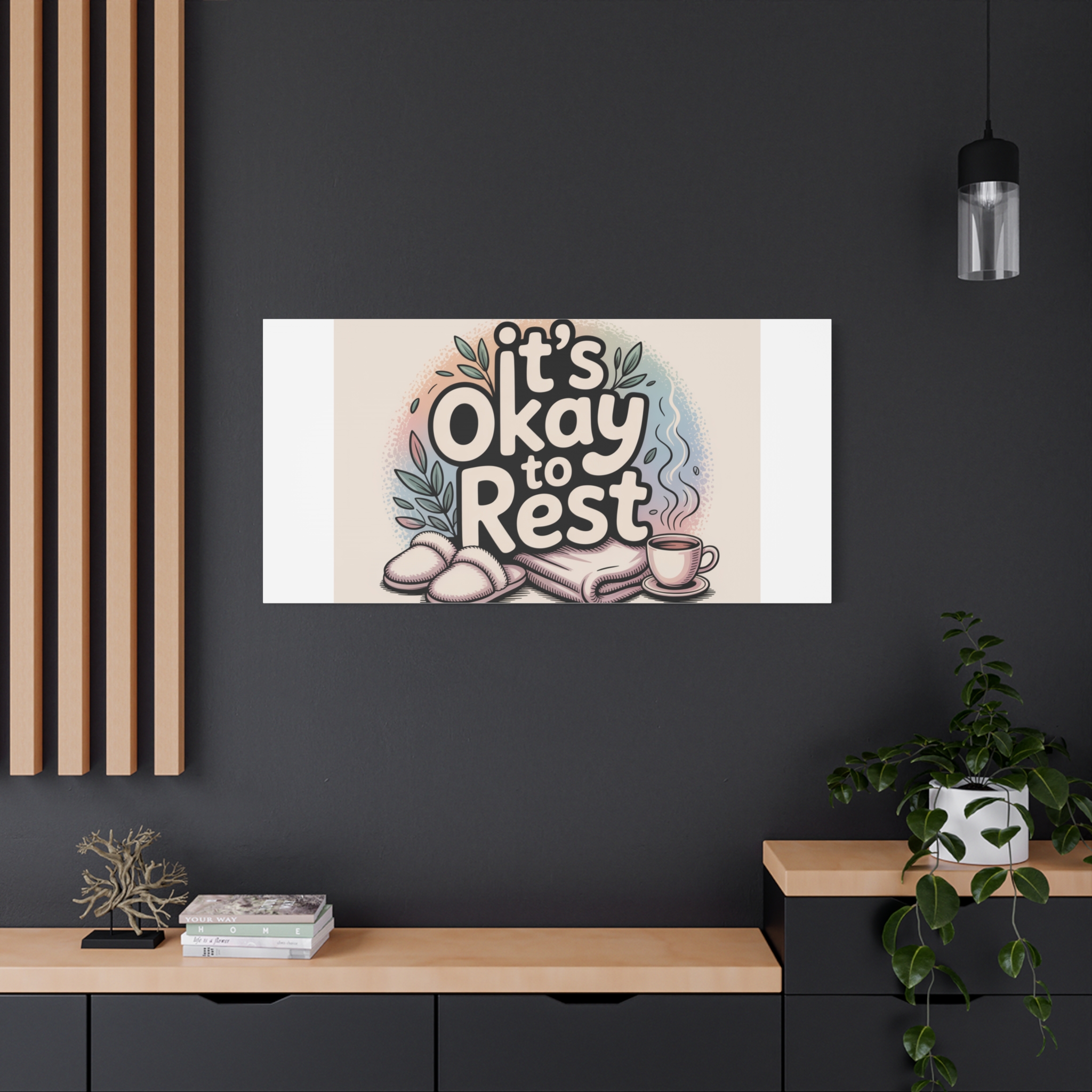 It's Okay to Rest Canvas | Holiday Burnout, Introvert Social Battery Art - Image 80