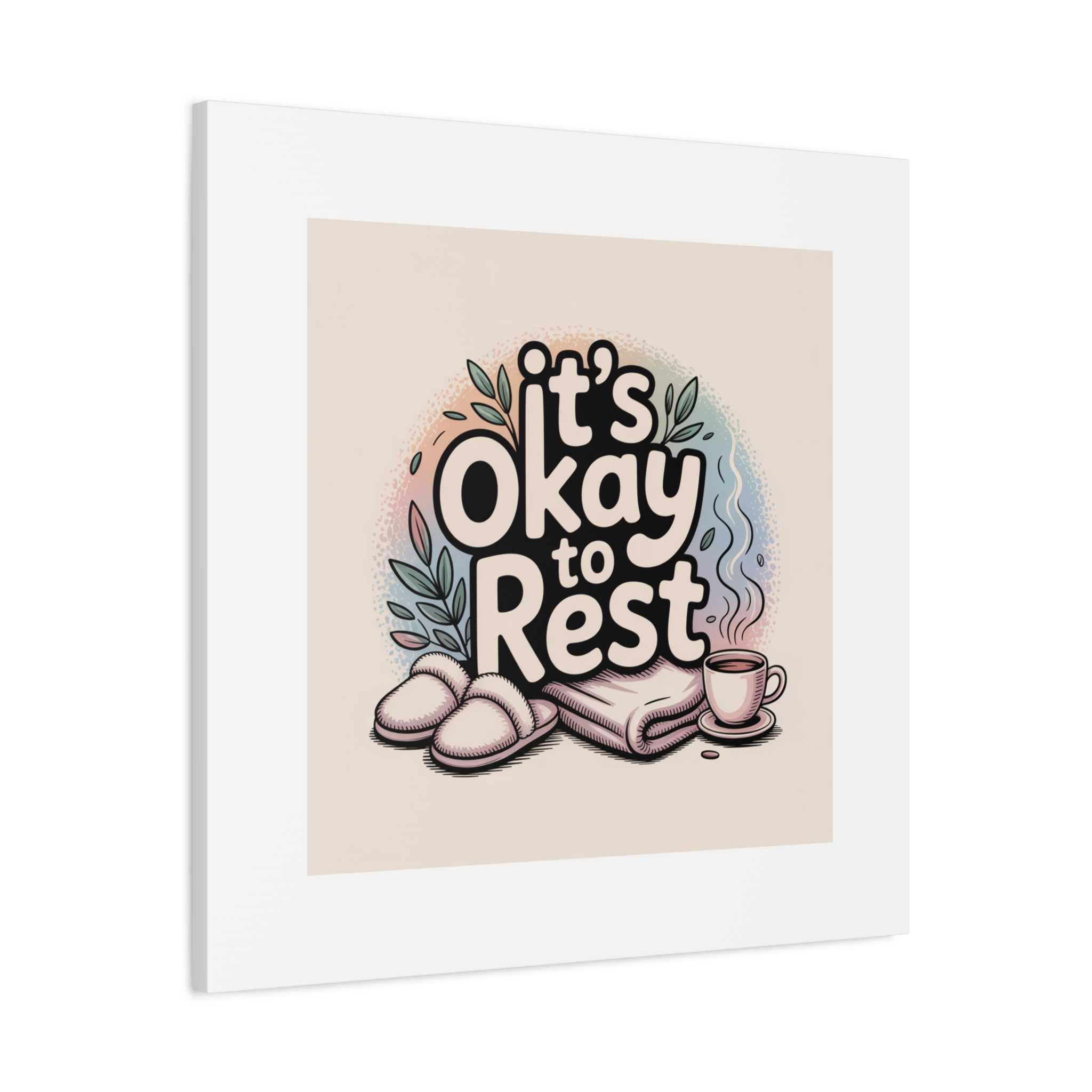 It's Okay to Rest Canvas | Holiday Burnout, Introvert Social Battery Art - Image 230