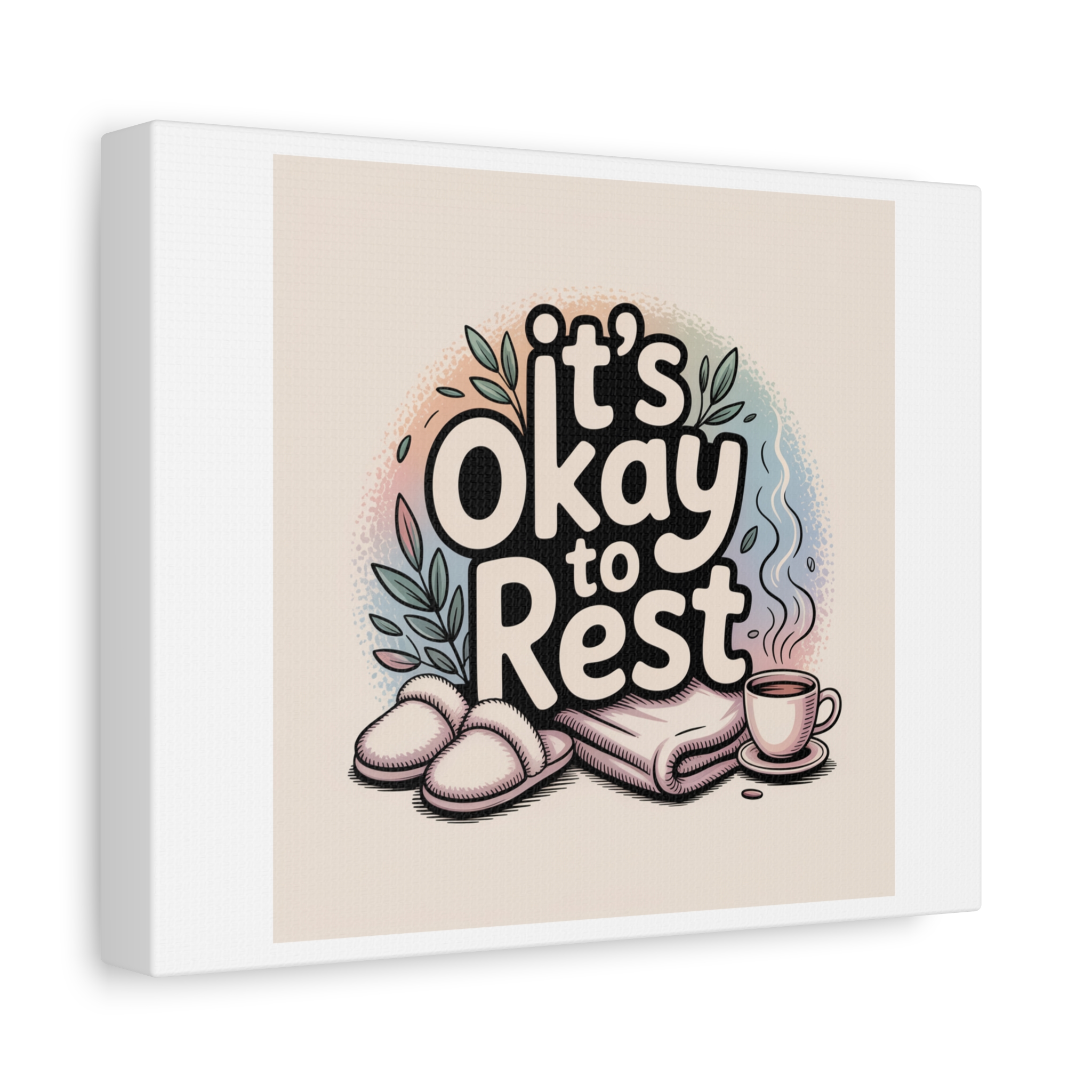 It's Okay to Rest Canvas | Holiday Burnout, Introvert Social Battery Art - Image 2