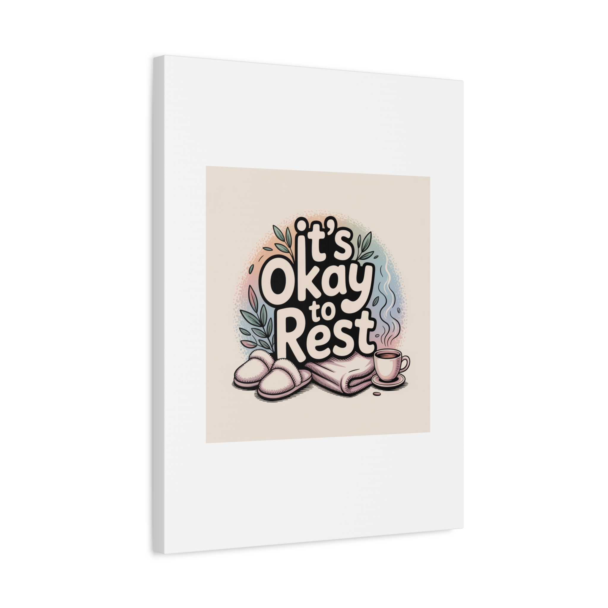 It's Okay to Rest Canvas | Holiday Burnout, Introvert Social Battery Art - Image 146