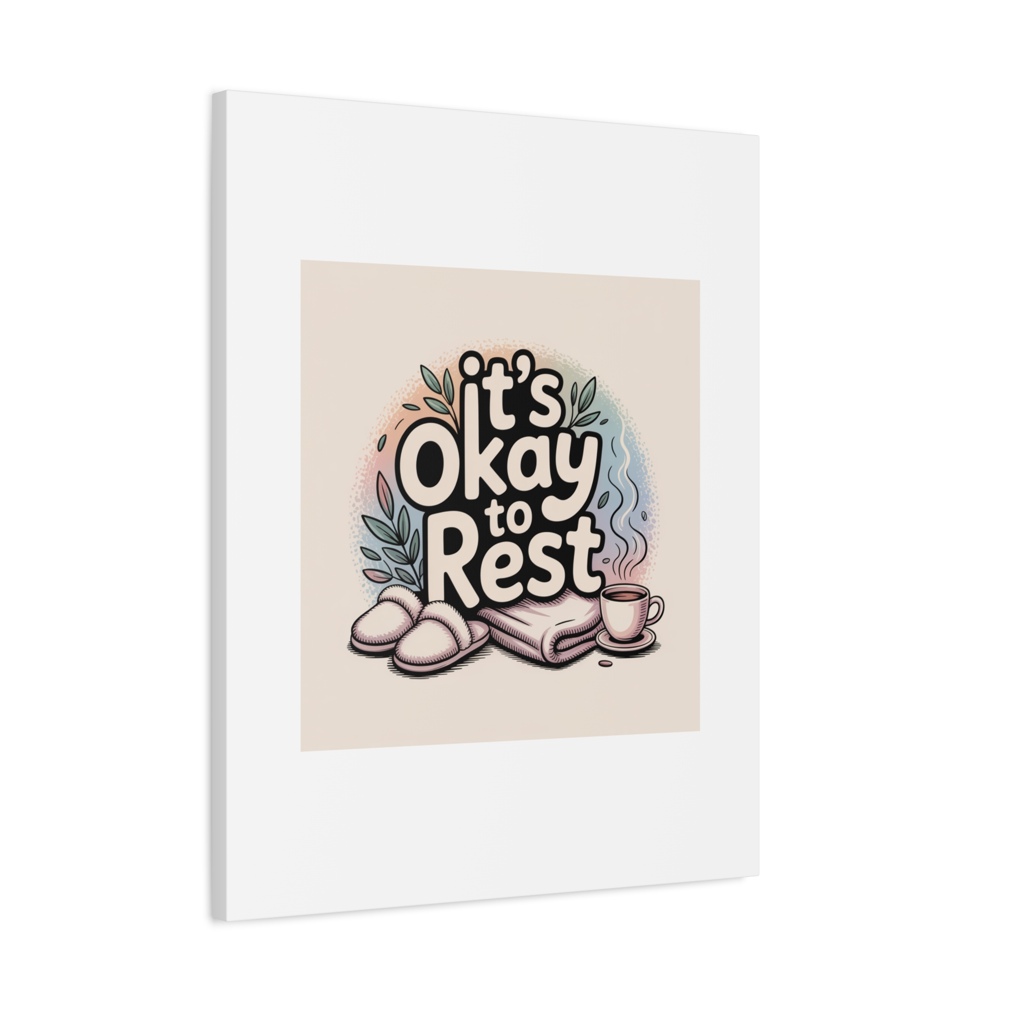 It's Okay to Rest Canvas | Holiday Burnout, Introvert Social Battery Art - Image 166