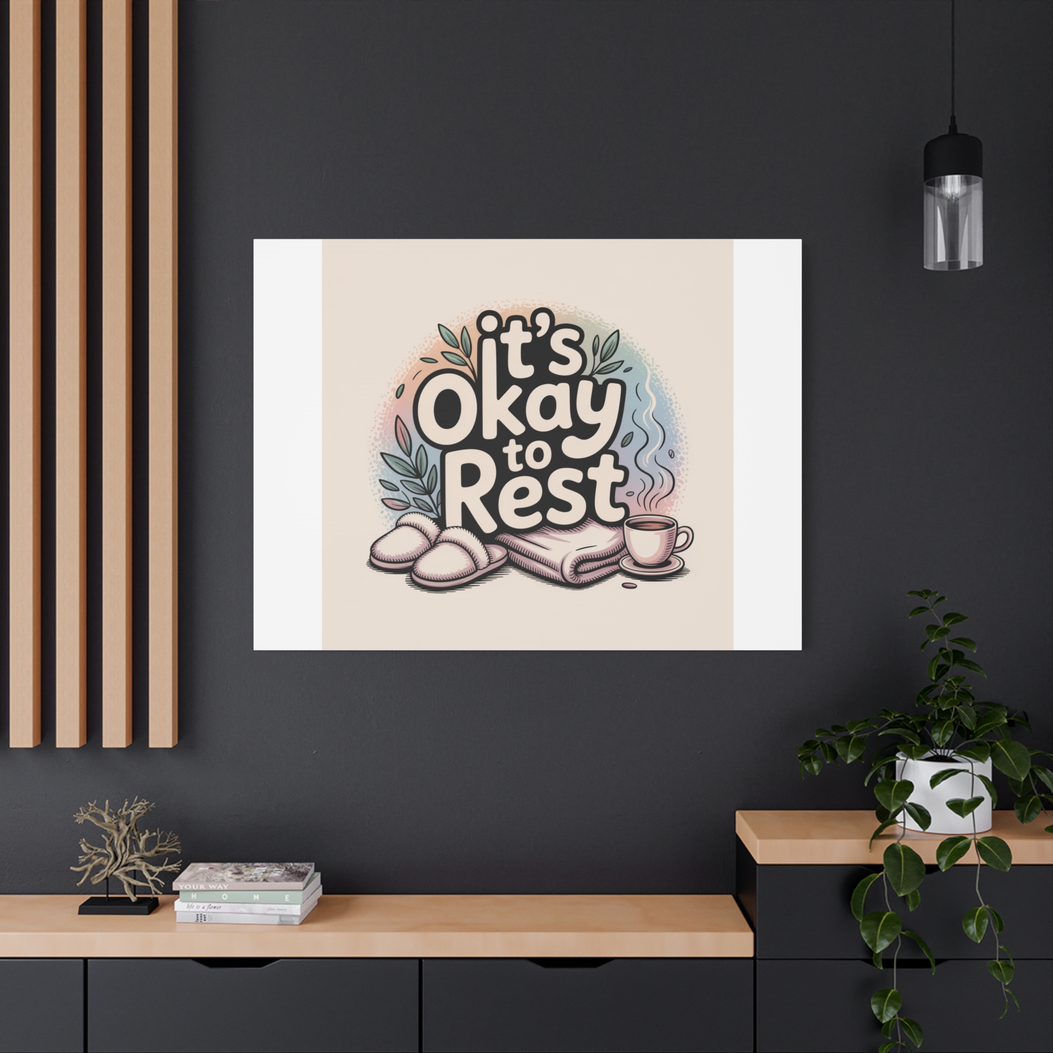 It's Okay to Rest Canvas | Holiday Burnout, Introvert Social Battery Art - Image 88