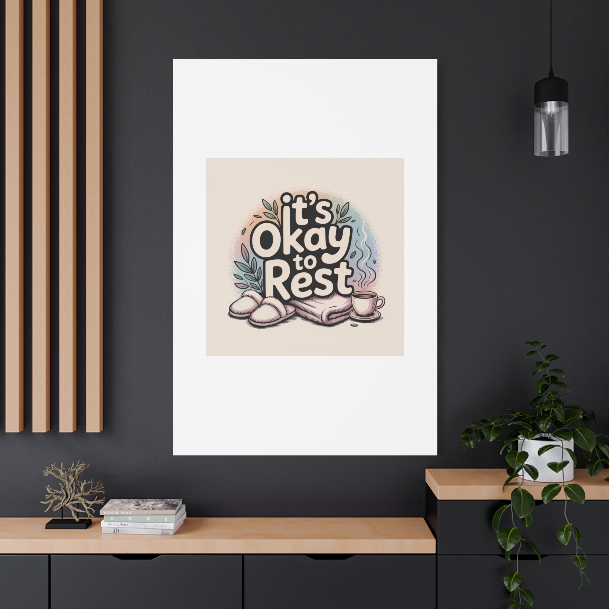 It's Okay to Rest Canvas | Holiday Burnout, Introvert Social Battery Art - Image 200
