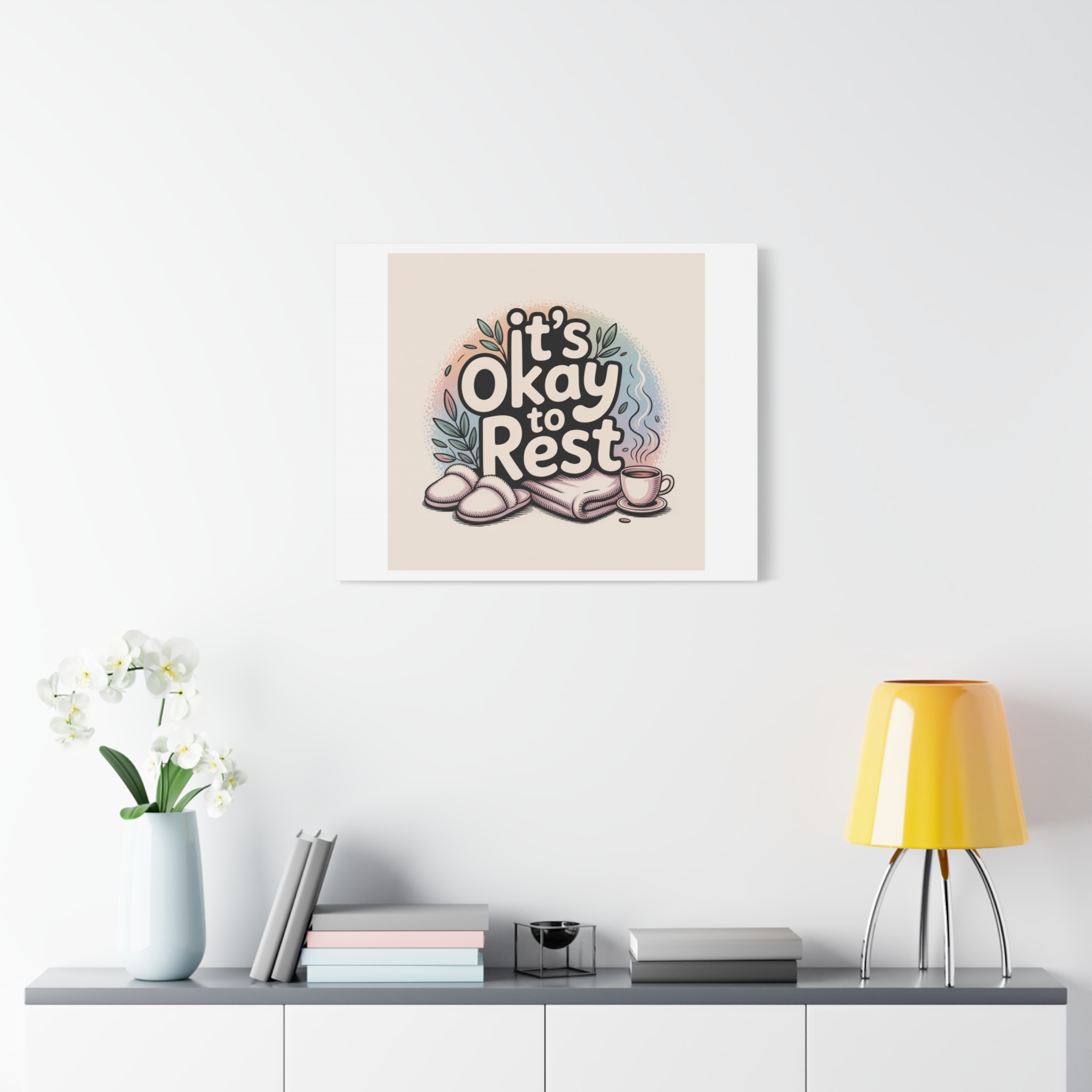 It's Okay to Rest Canvas | Holiday Burnout, Introvert Social Battery Art - Image 51