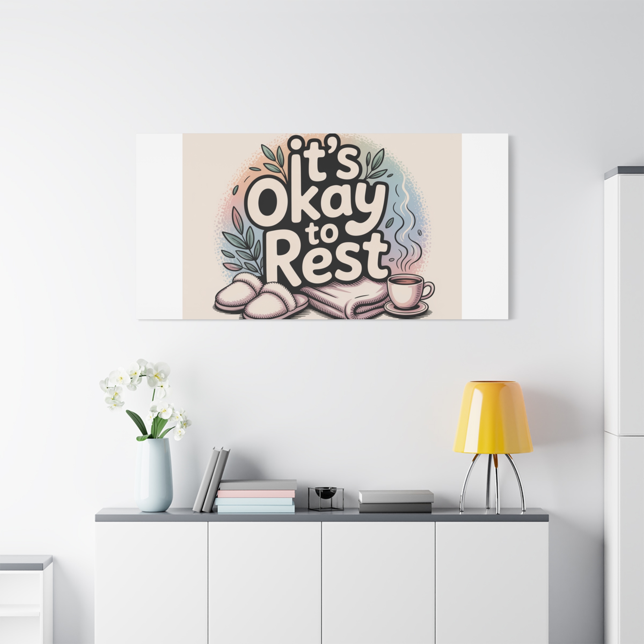 It's Okay to Rest Canvas | Holiday Burnout, Introvert Social Battery Art - Image 95