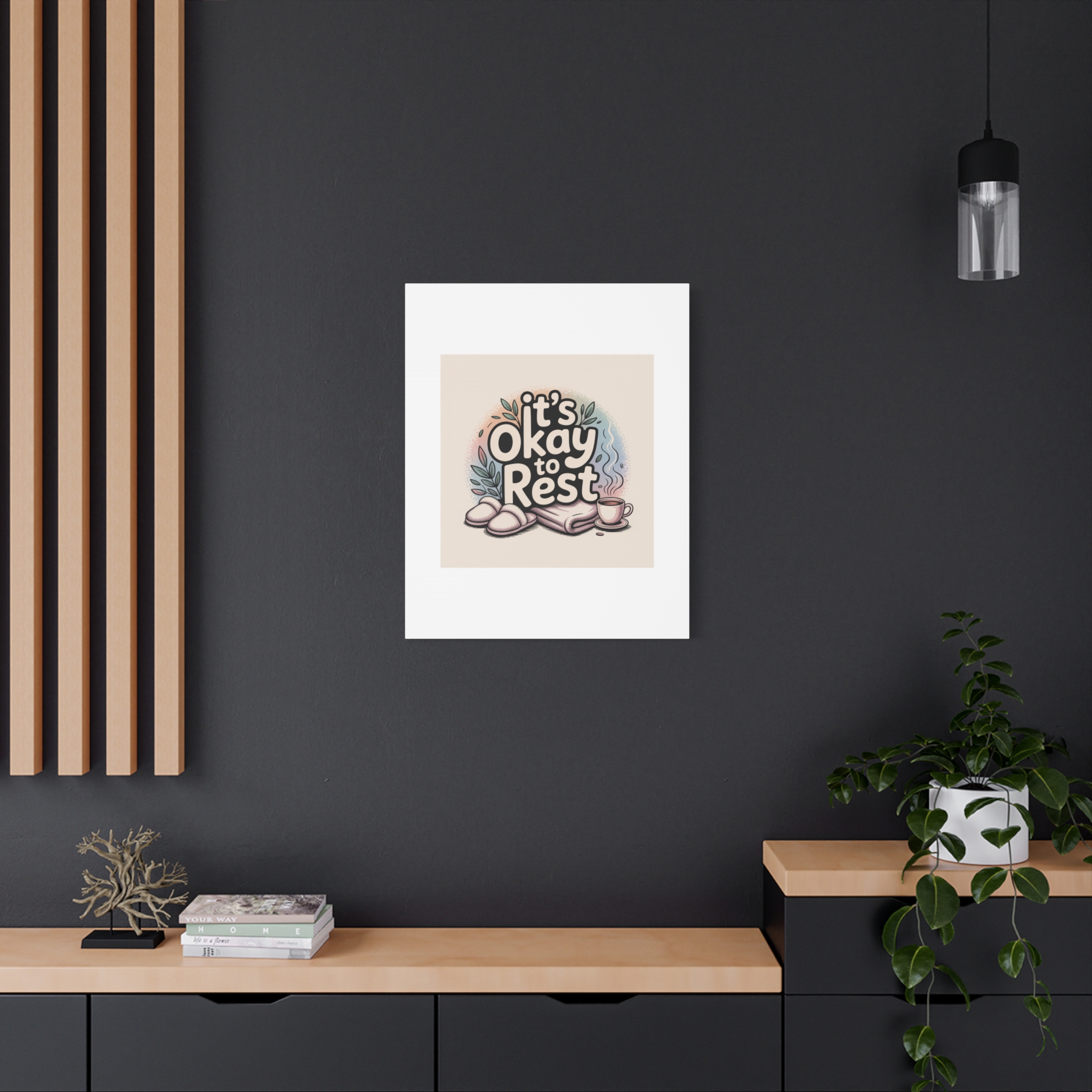 It's Okay to Rest Canvas | Holiday Burnout, Introvert Social Battery Art - Image 168