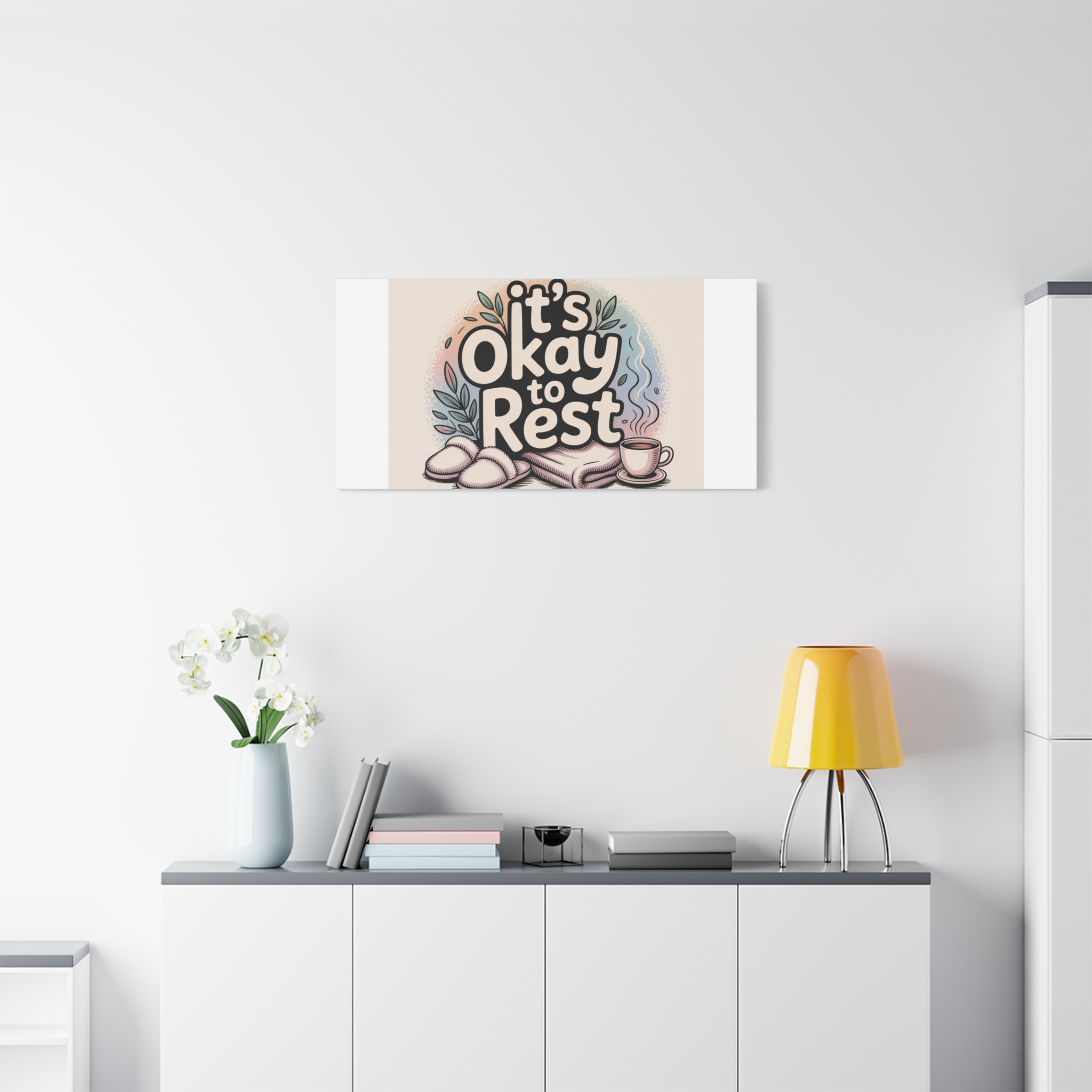 It's Okay to Rest Canvas | Holiday Burnout, Introvert Social Battery Art - Image 67