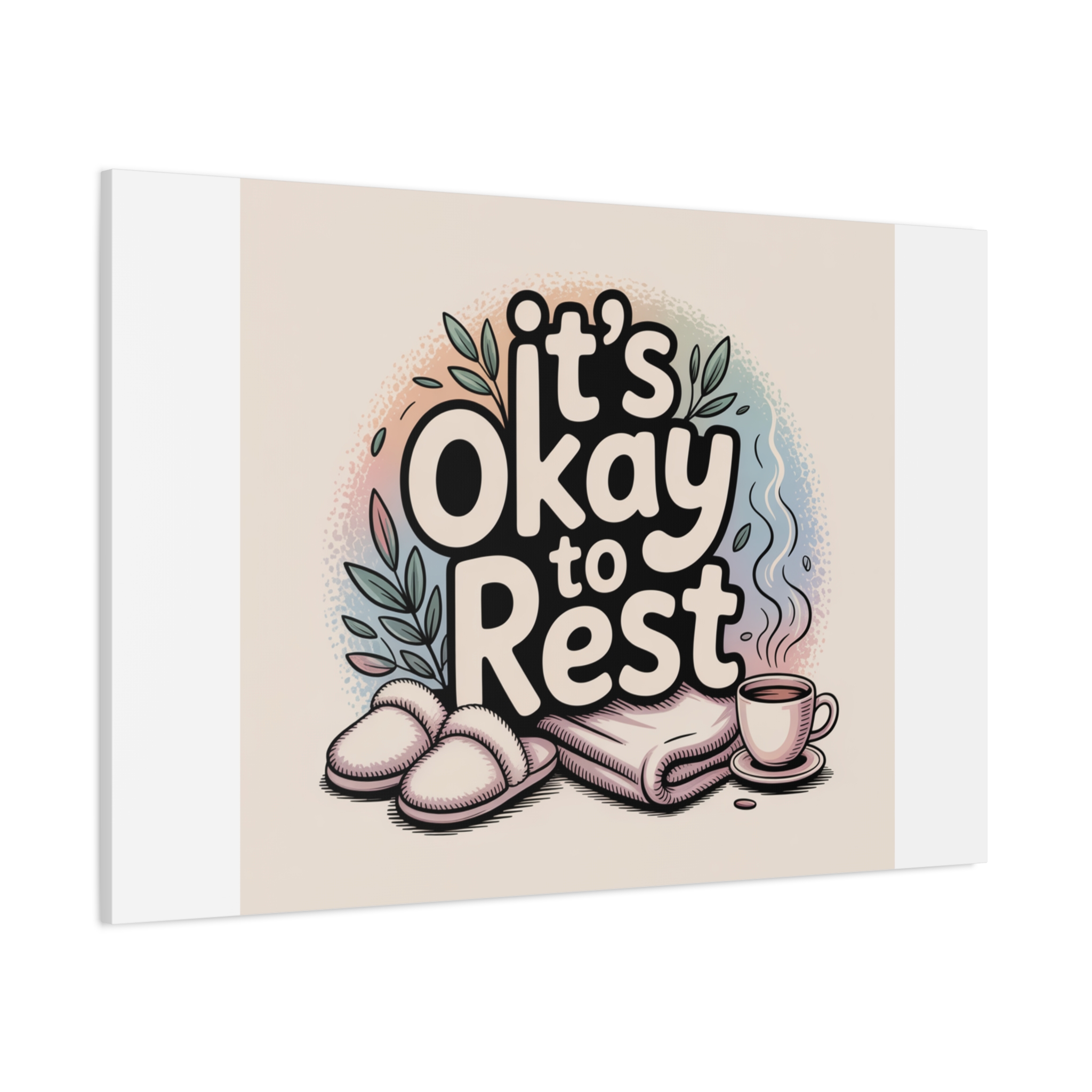 It's Okay to Rest Canvas | Holiday Burnout, Introvert Social Battery Art - Image 82