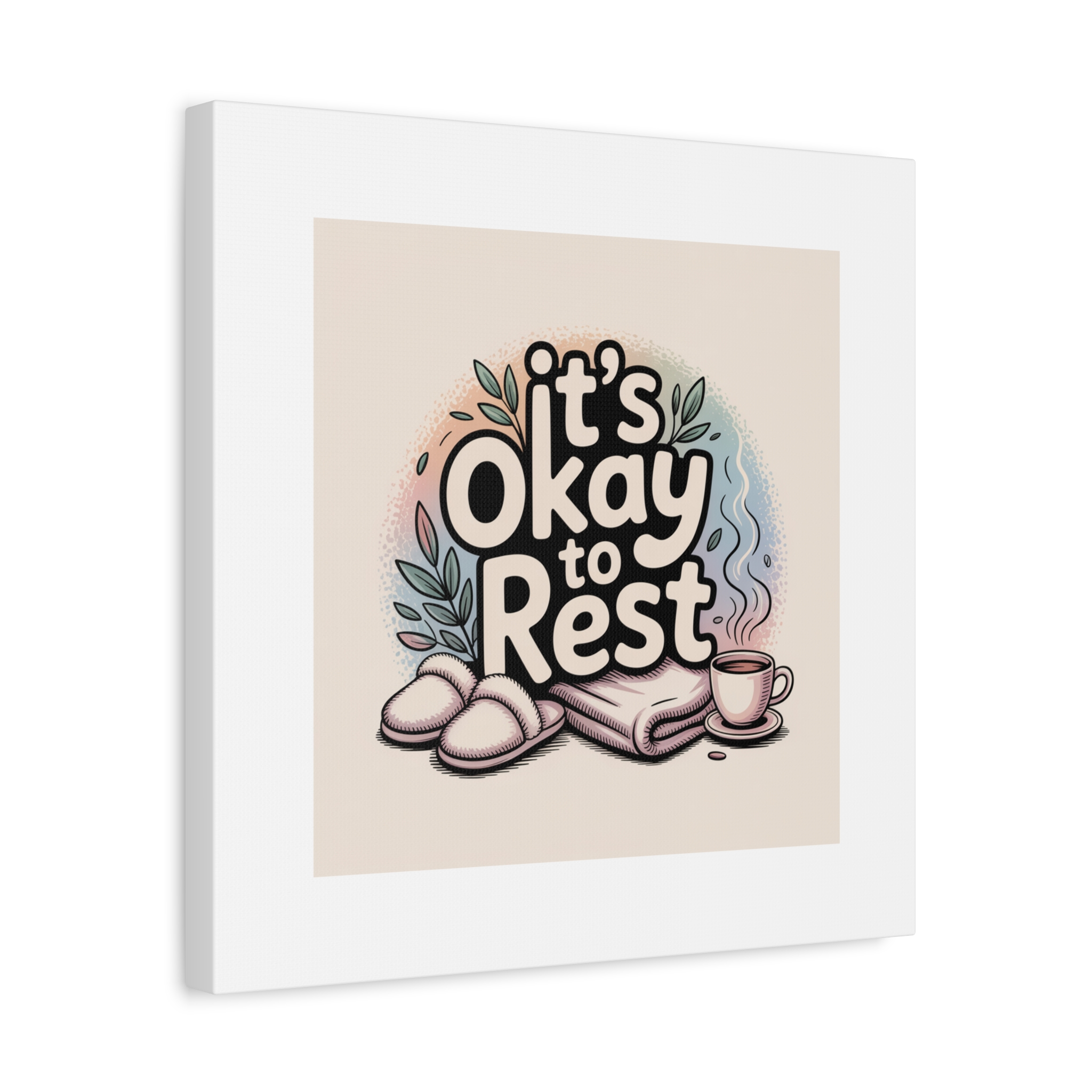 It's Okay to Rest Canvas | Holiday Burnout, Introvert Social Battery Art - Image 218