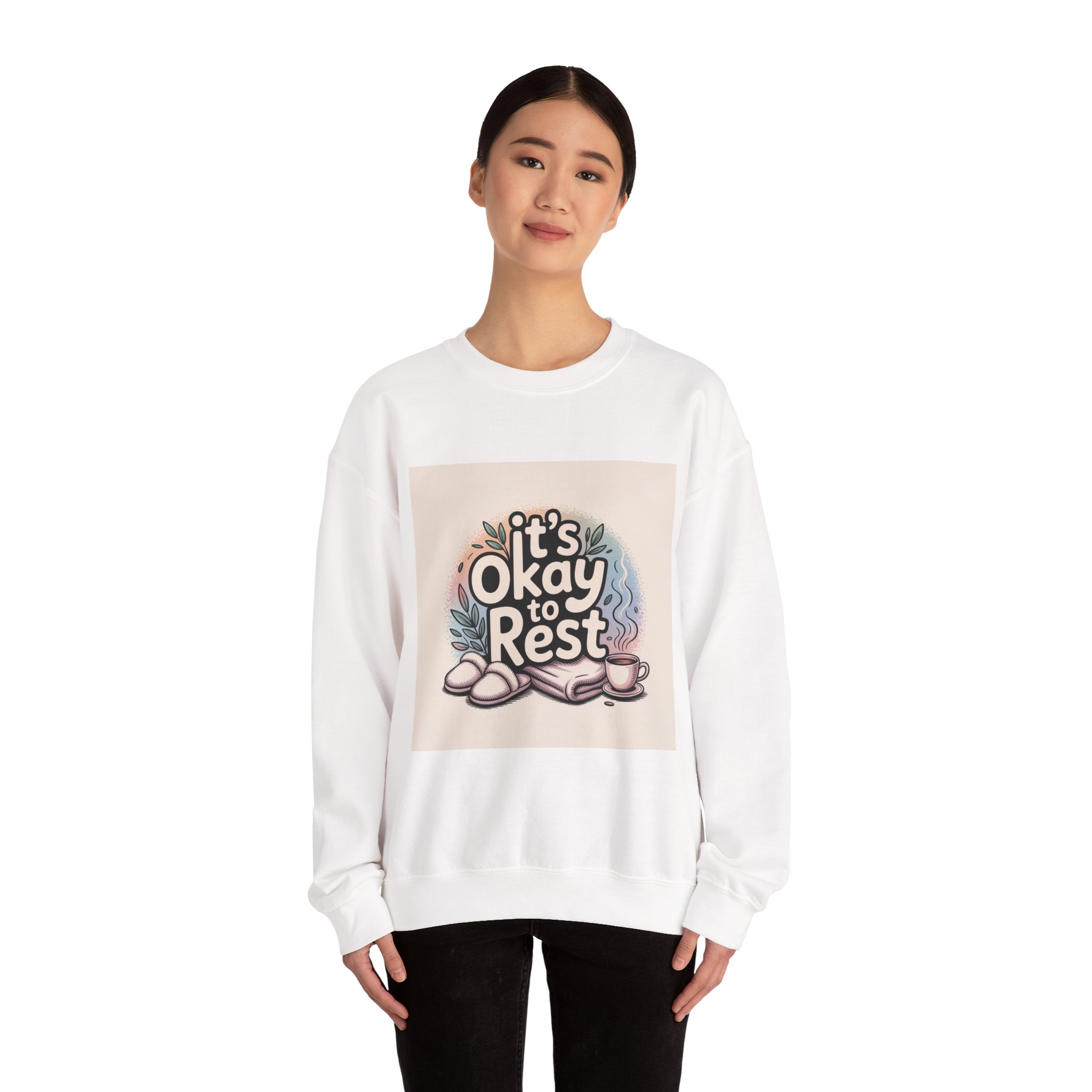 It’s Okay to Rest Sweatshirt | holiday burnout, introvert battery - Image 4