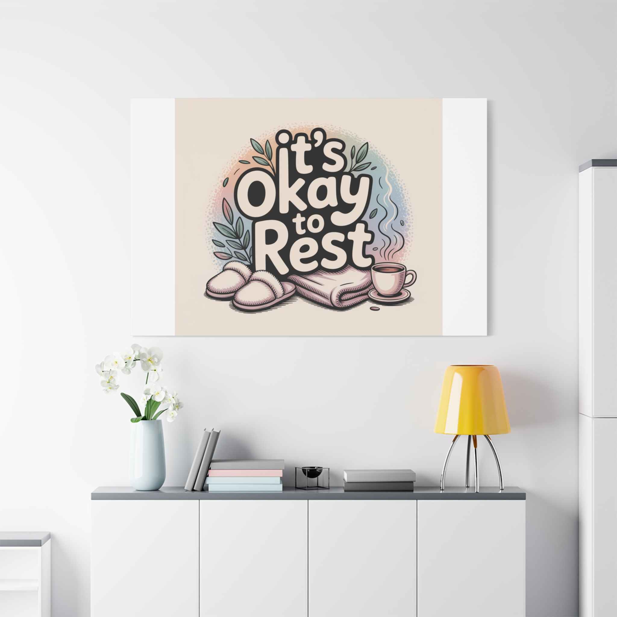 It's Okay to Rest Canvas | Holiday Burnout, Introvert Social Battery Art - Image 99