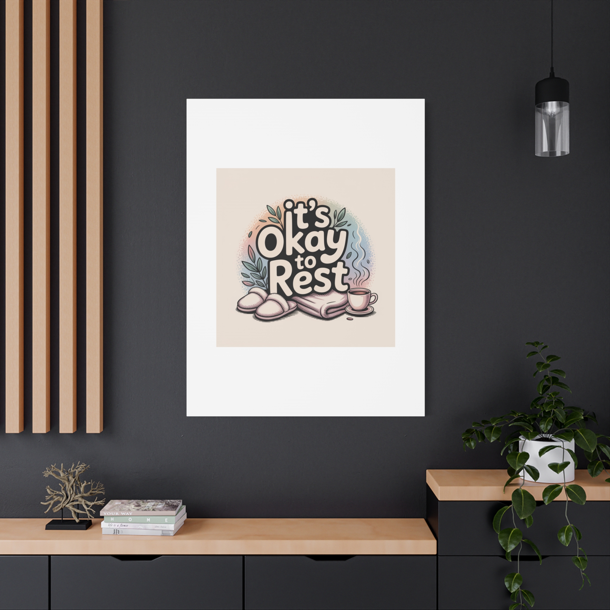It's Okay to Rest Canvas | Holiday Burnout, Introvert Social Battery Art - Image 196