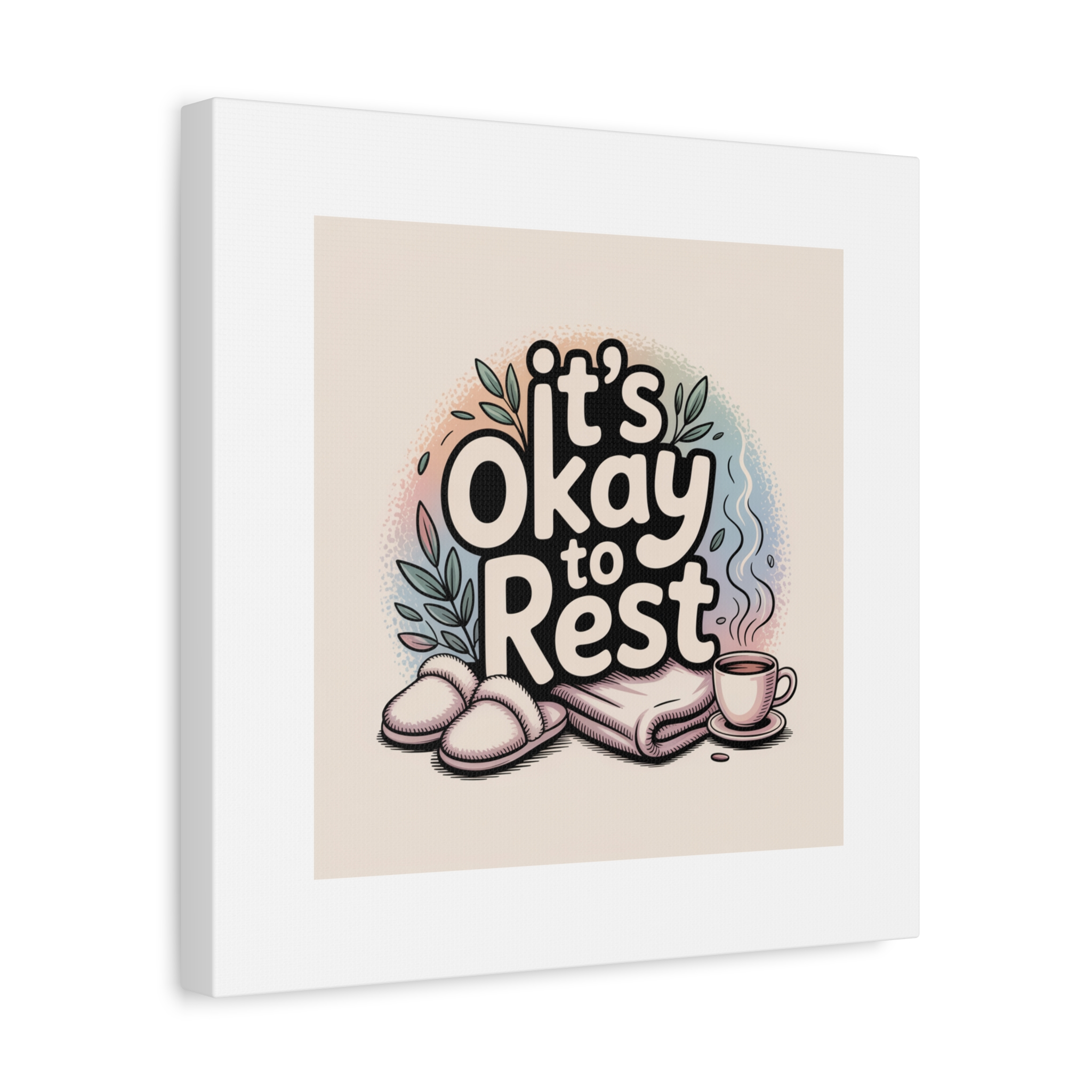 It's Okay to Rest Canvas | Holiday Burnout, Introvert Social Battery Art - Image 214