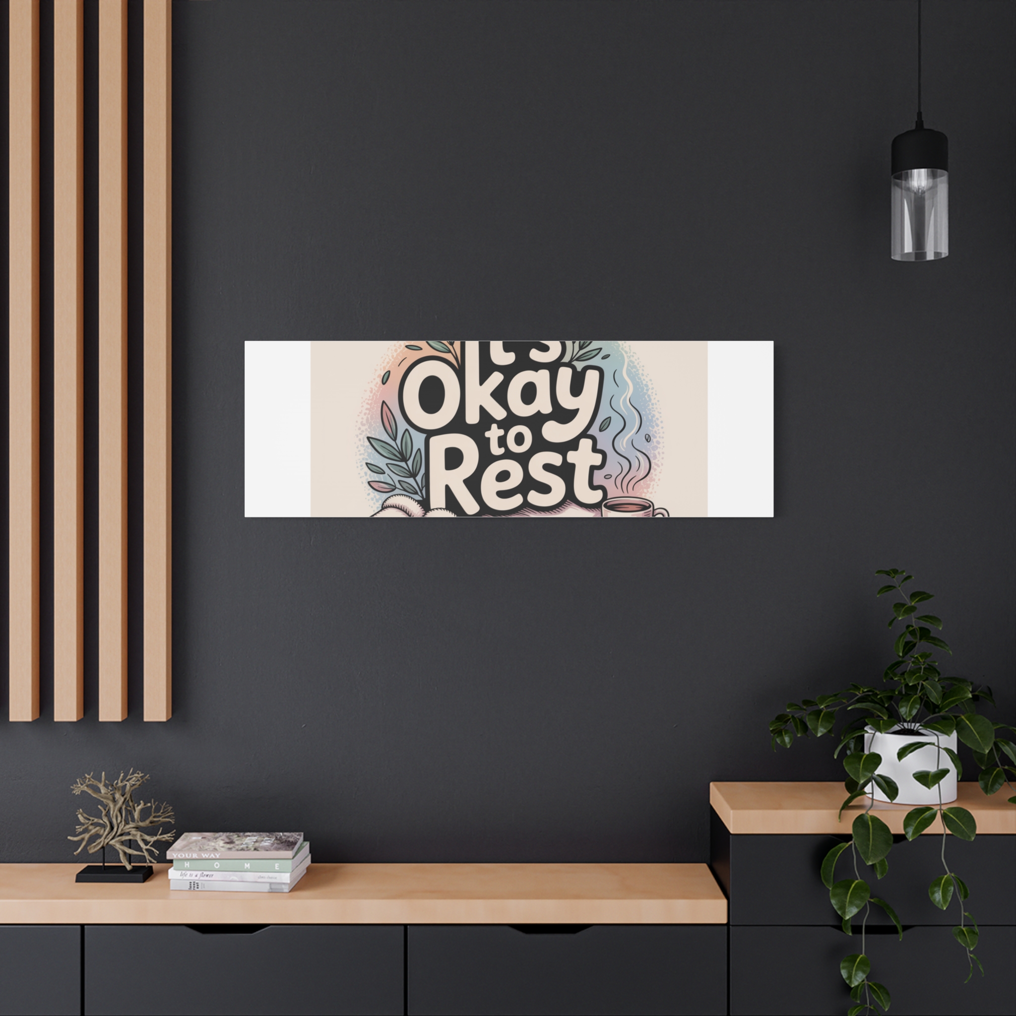 It's Okay to Rest Canvas | Holiday Burnout, Introvert Social Battery Art - Image 76