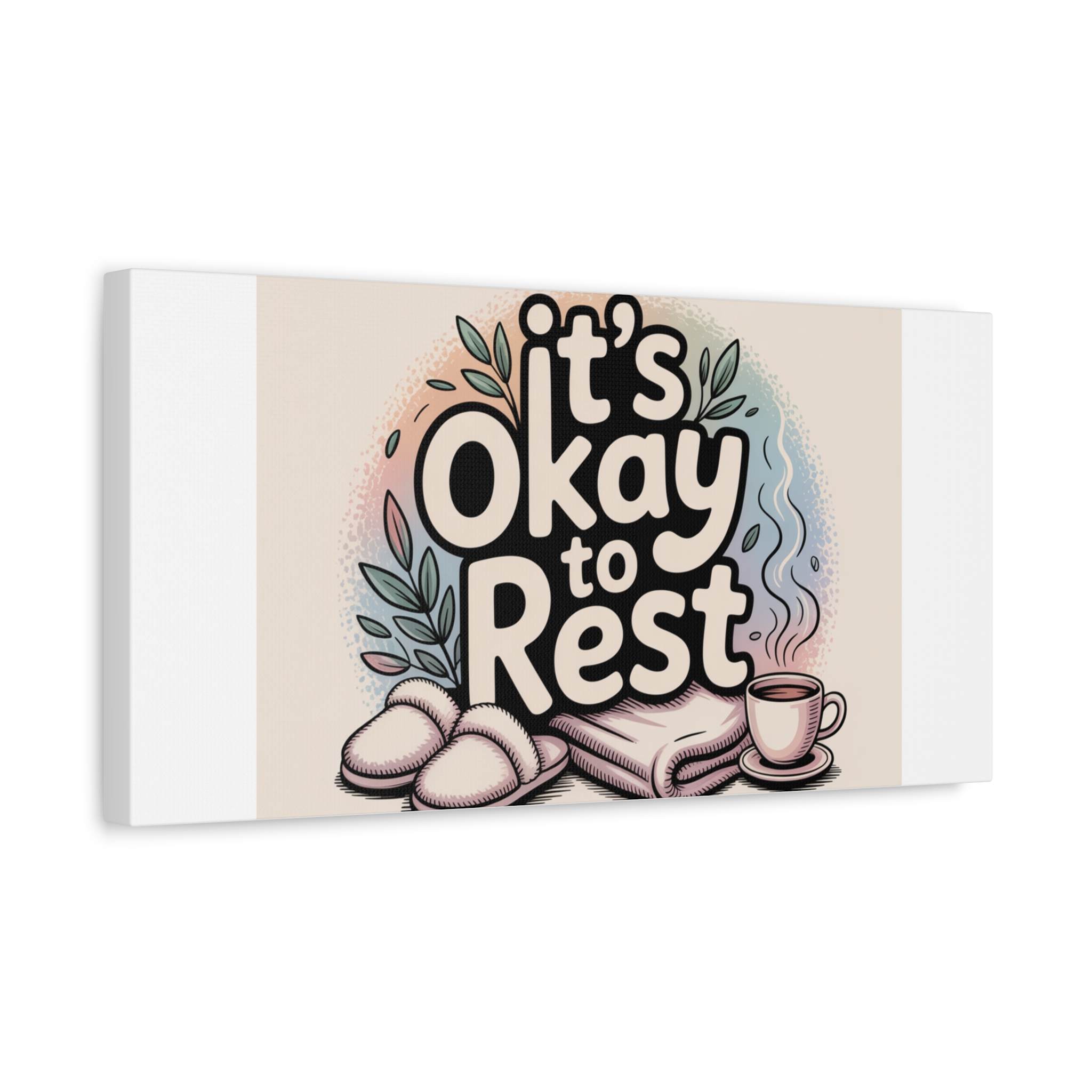 It's Okay to Rest Canvas | Holiday Burnout, Introvert Social Battery Art - Image 22