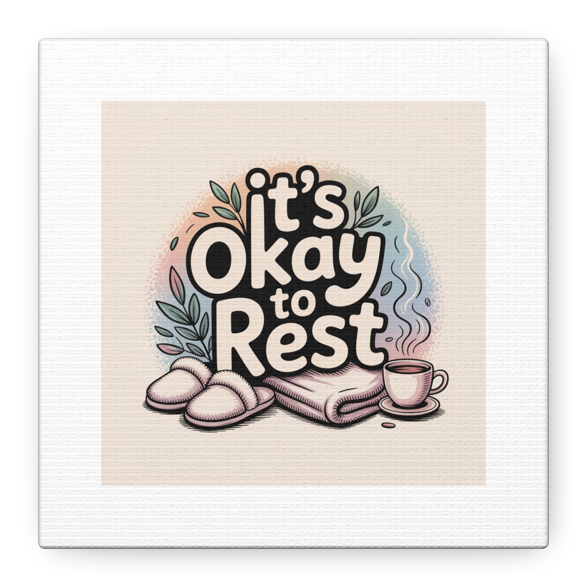 It's Okay to Rest Canvas | Holiday Burnout, Introvert Social Battery Art - Image 201