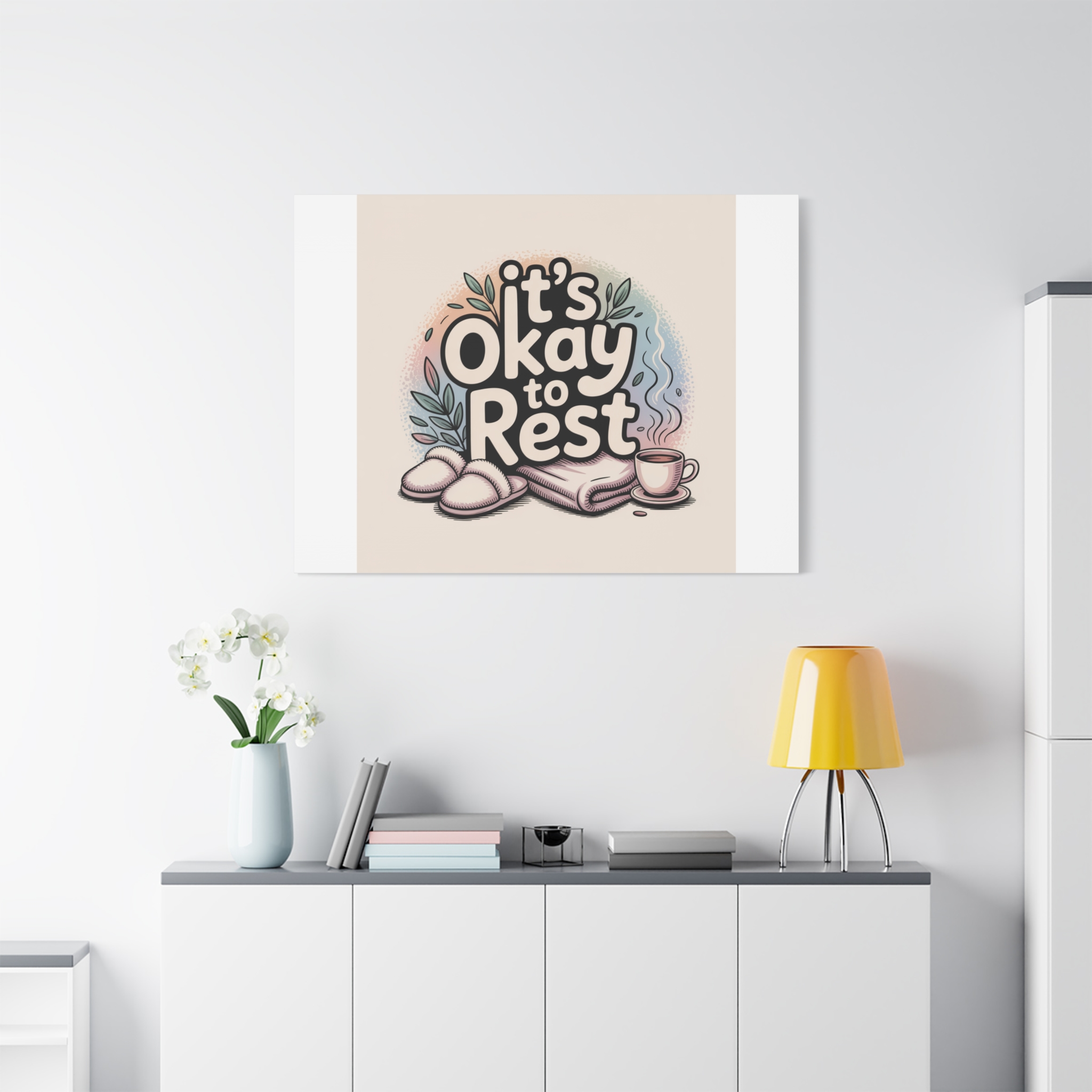 It's Okay to Rest Canvas | Holiday Burnout, Introvert Social Battery Art - Image 87