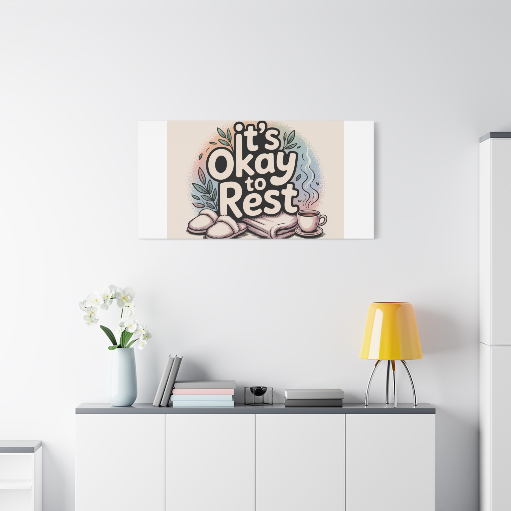 It's Okay to Rest Canvas | Holiday Burnout, Introvert Social Battery Art - Image 79