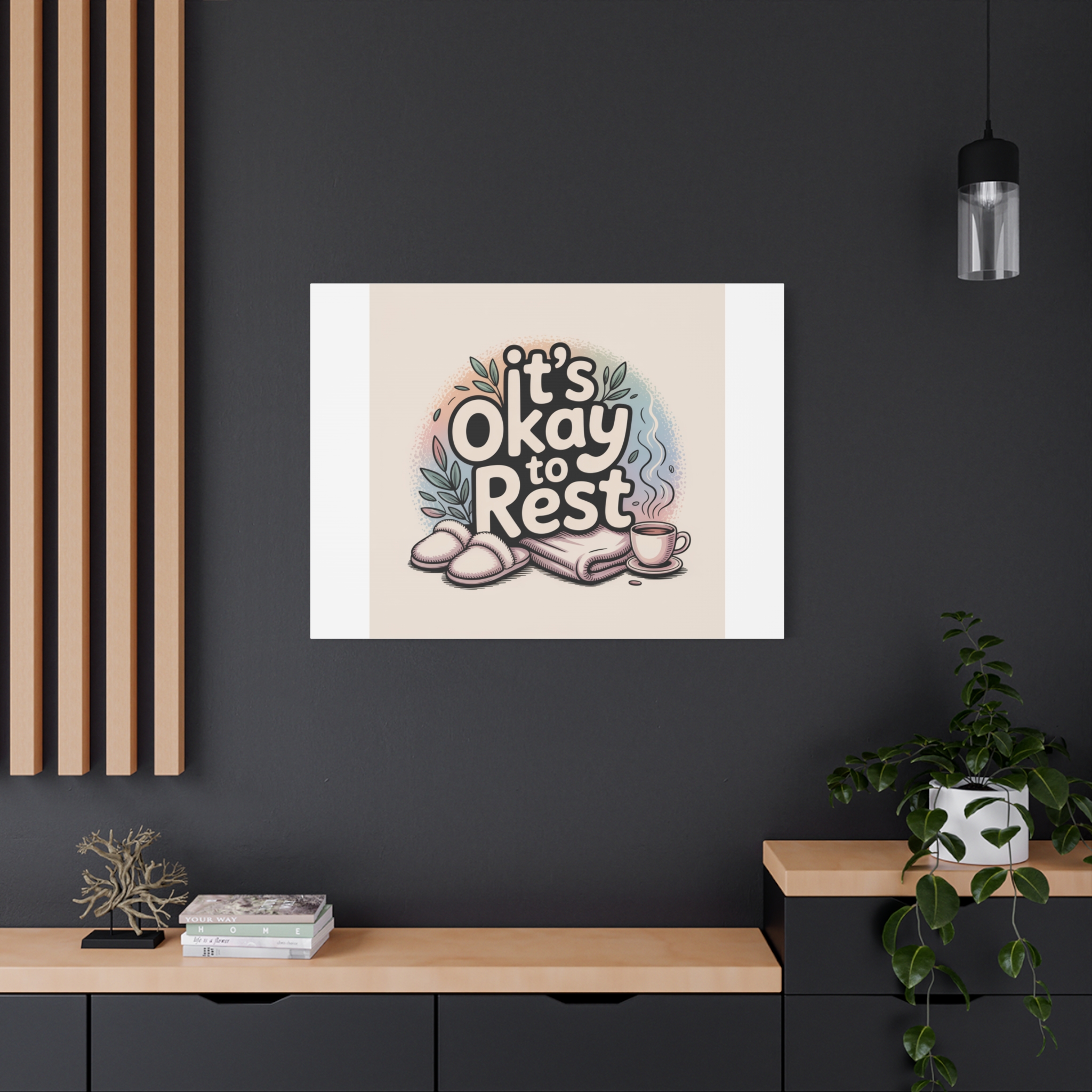 It's Okay to Rest Canvas | Holiday Burnout, Introvert Social Battery Art - Image 72