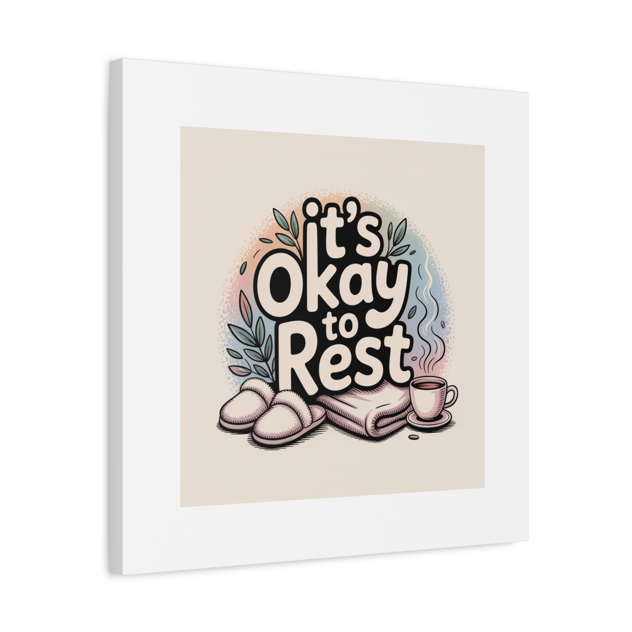It's Okay to Rest Canvas | Holiday Burnout, Introvert Social Battery Art - Image 222