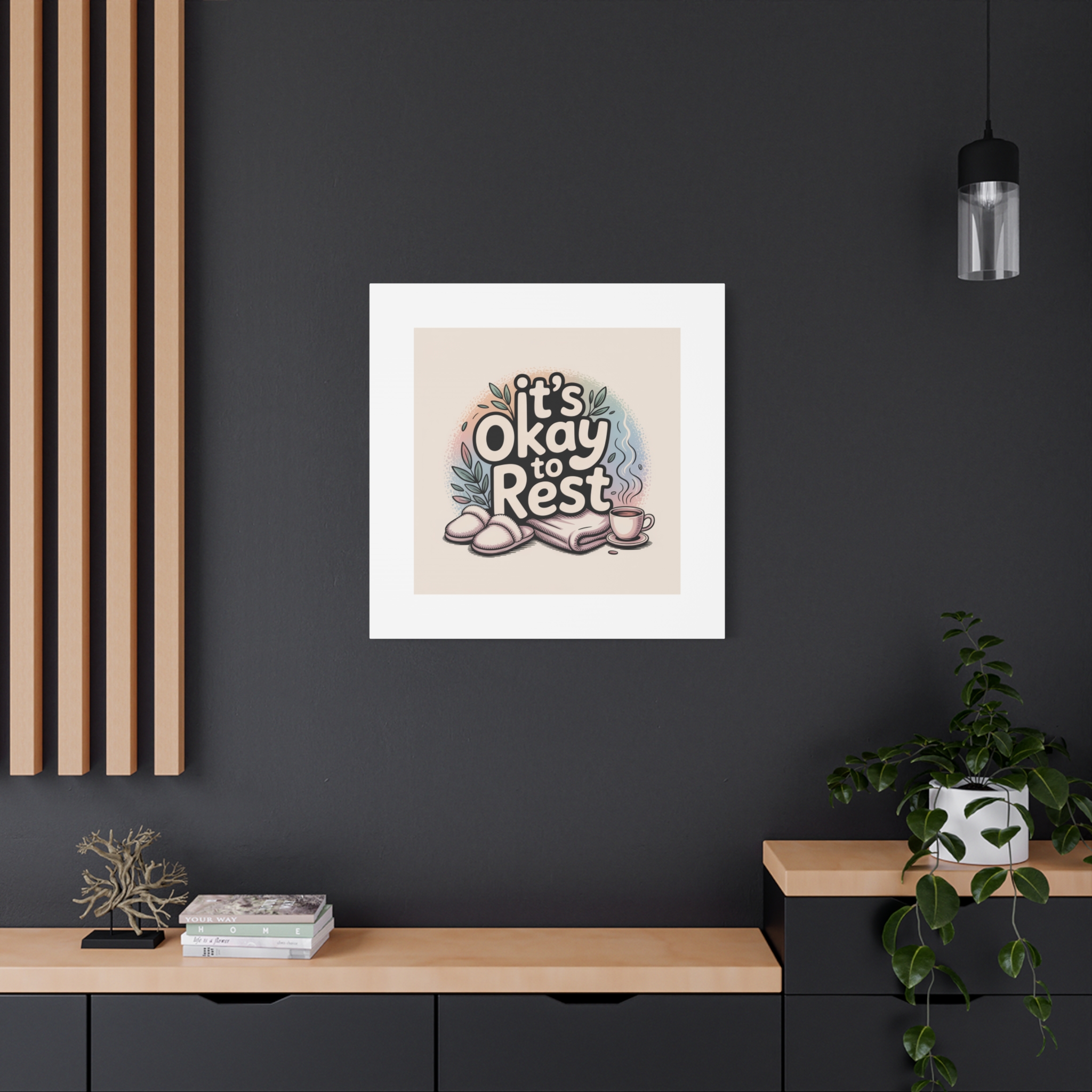 It's Okay to Rest Canvas | Holiday Burnout, Introvert Social Battery Art - Image 232