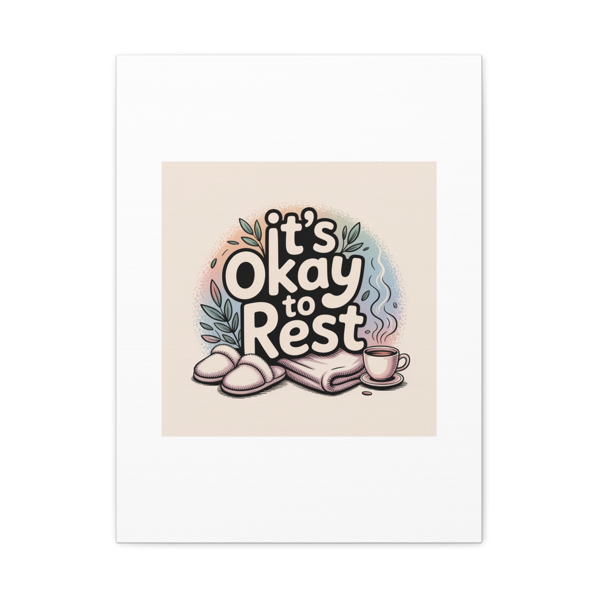 It's Okay to Rest Canvas | Holiday Burnout, Introvert Social Battery Art - Image 145