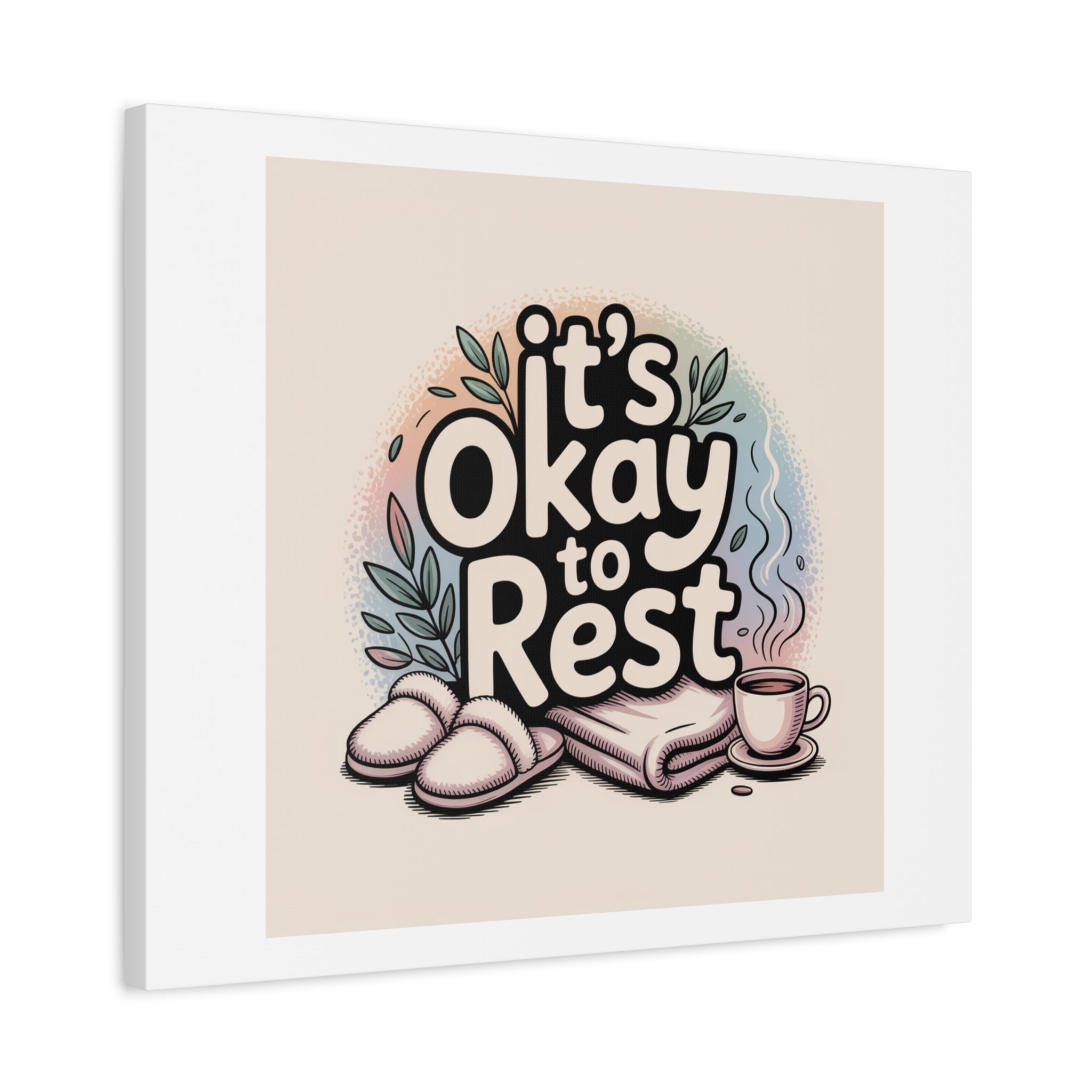 It's Okay to Rest Canvas | Holiday Burnout, Introvert Social Battery Art - Image 38