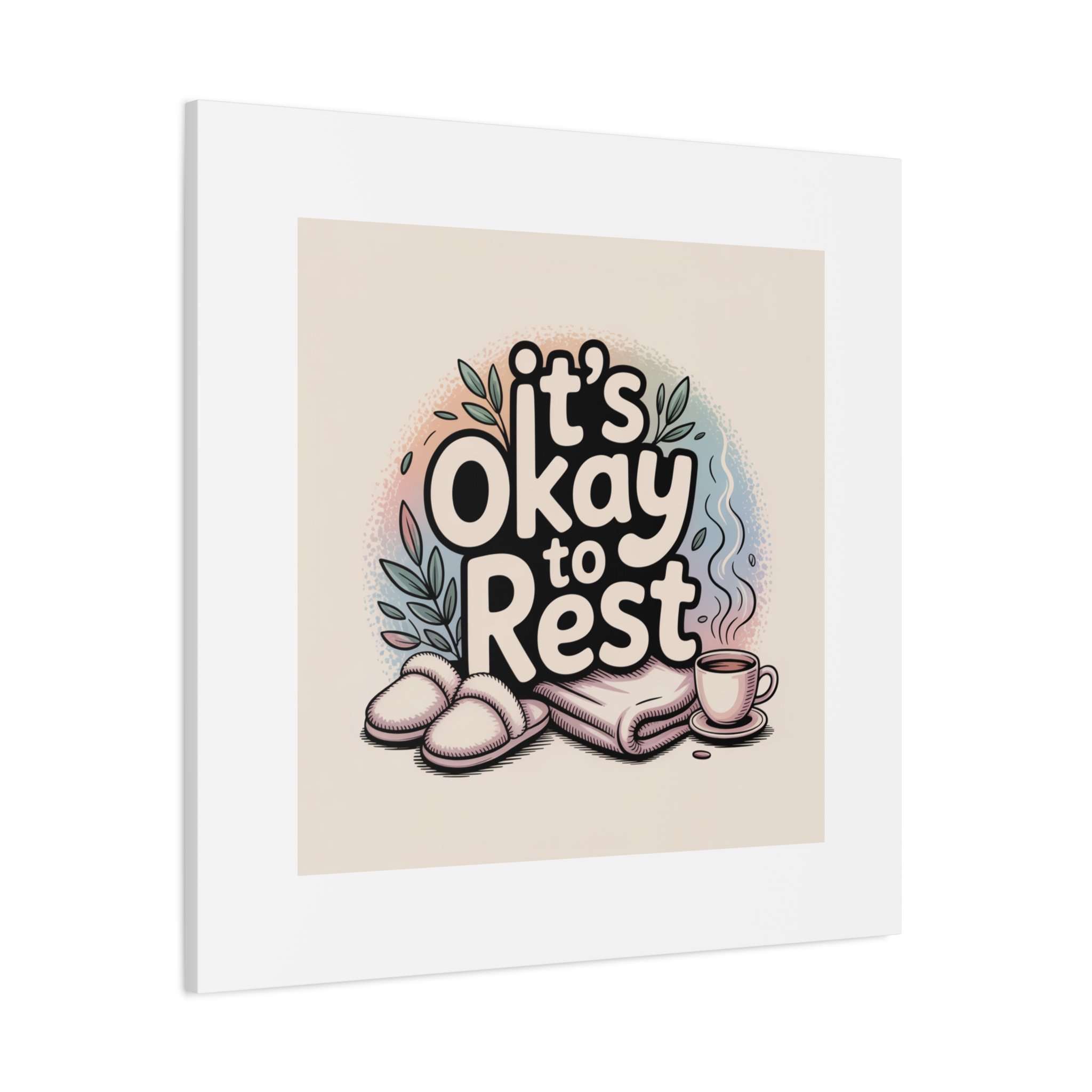 It's Okay to Rest Canvas | Holiday Burnout, Introvert Social Battery Art - Image 238