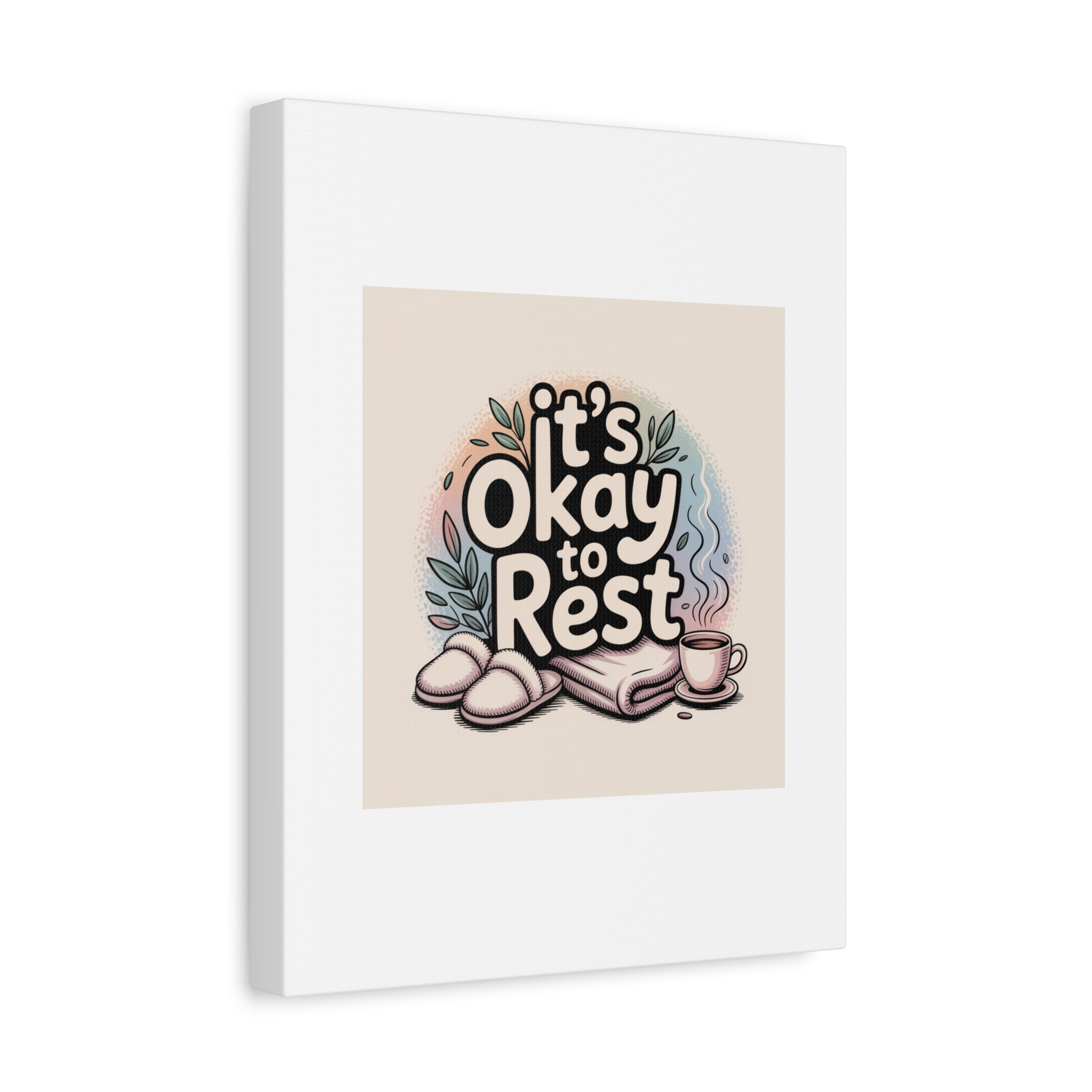 It's Okay to Rest Canvas | Holiday Burnout, Introvert Social Battery Art - Image 114
