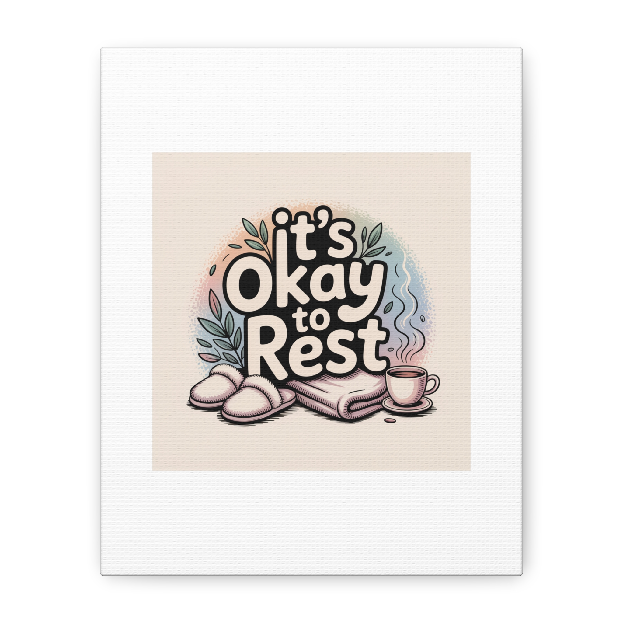 It's Okay to Rest Canvas | Holiday Burnout, Introvert Social Battery Art - Image 101
