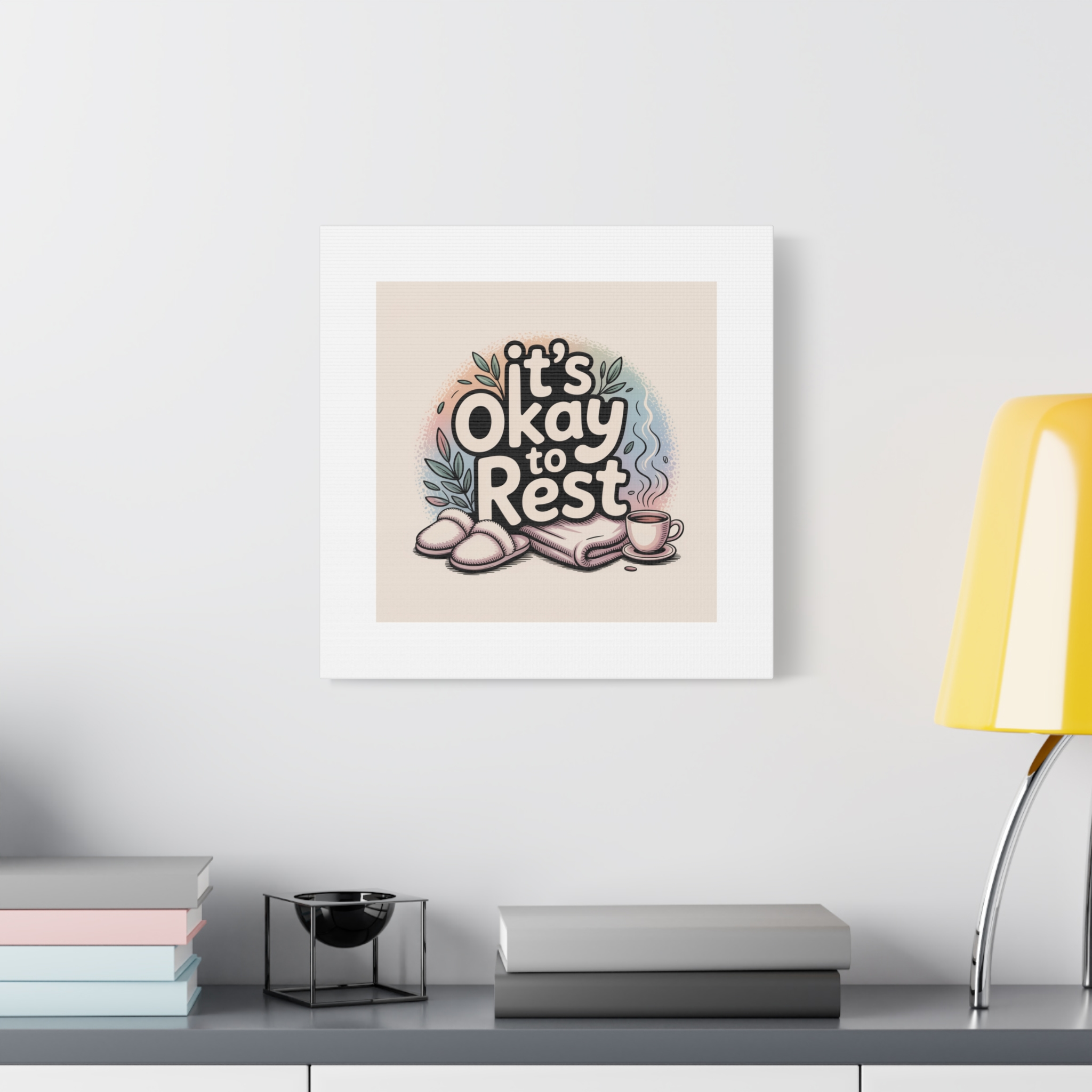 It's Okay to Rest Canvas | Holiday Burnout, Introvert Social Battery Art - Image 219