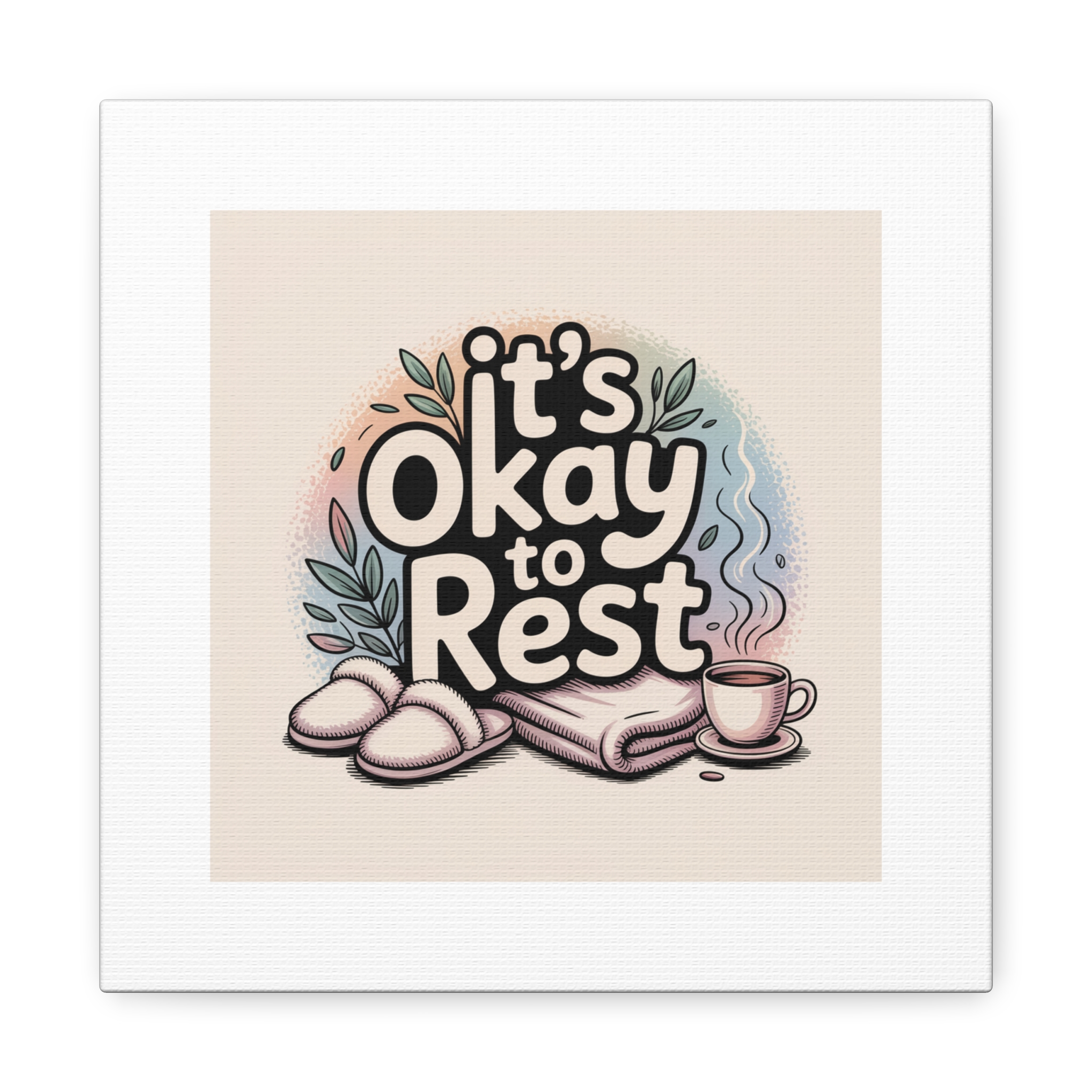It's Okay to Rest Canvas | Holiday Burnout, Introvert Social Battery Art - Image 205
