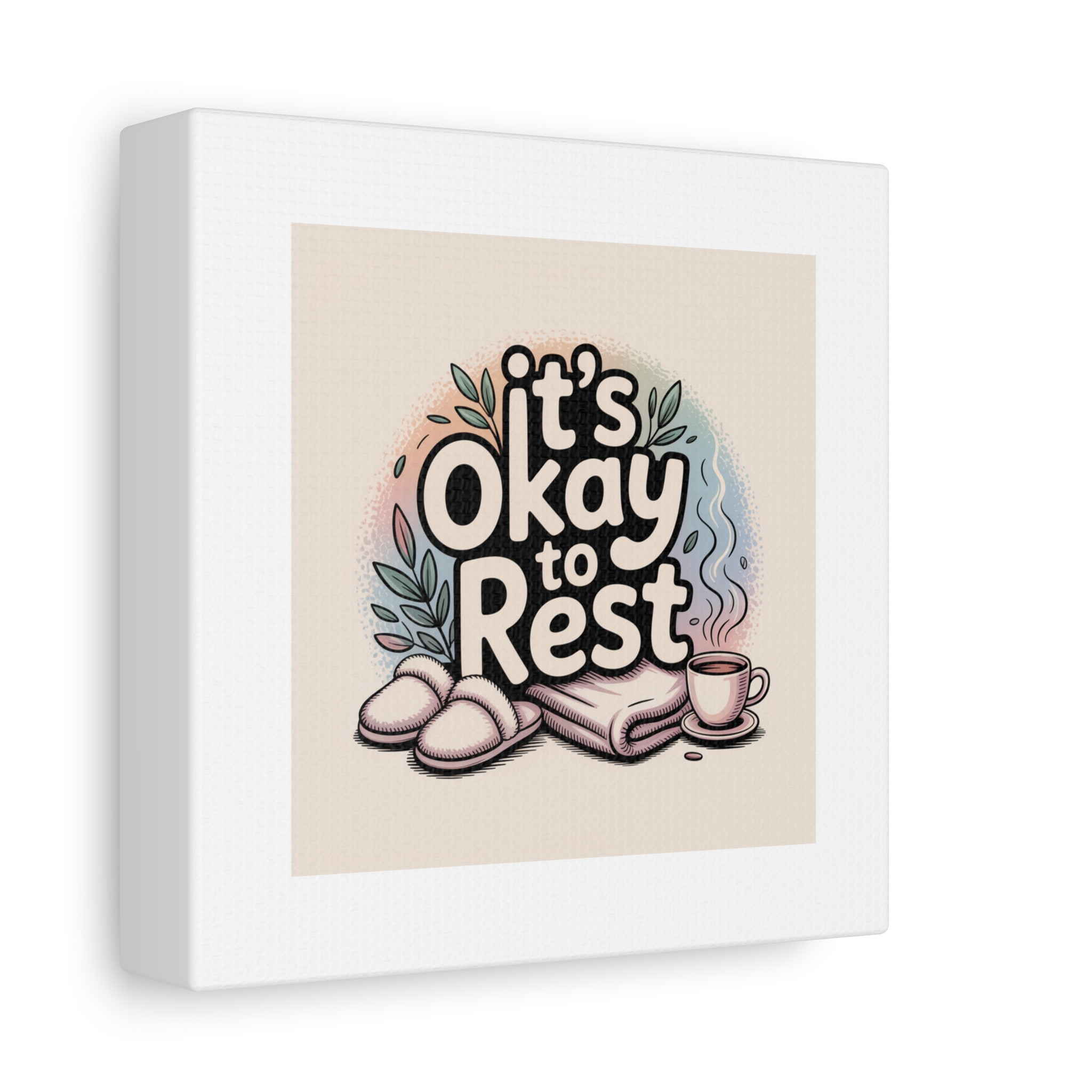 It's Okay to Rest Canvas | Holiday Burnout, Introvert Social Battery Art - Image 202