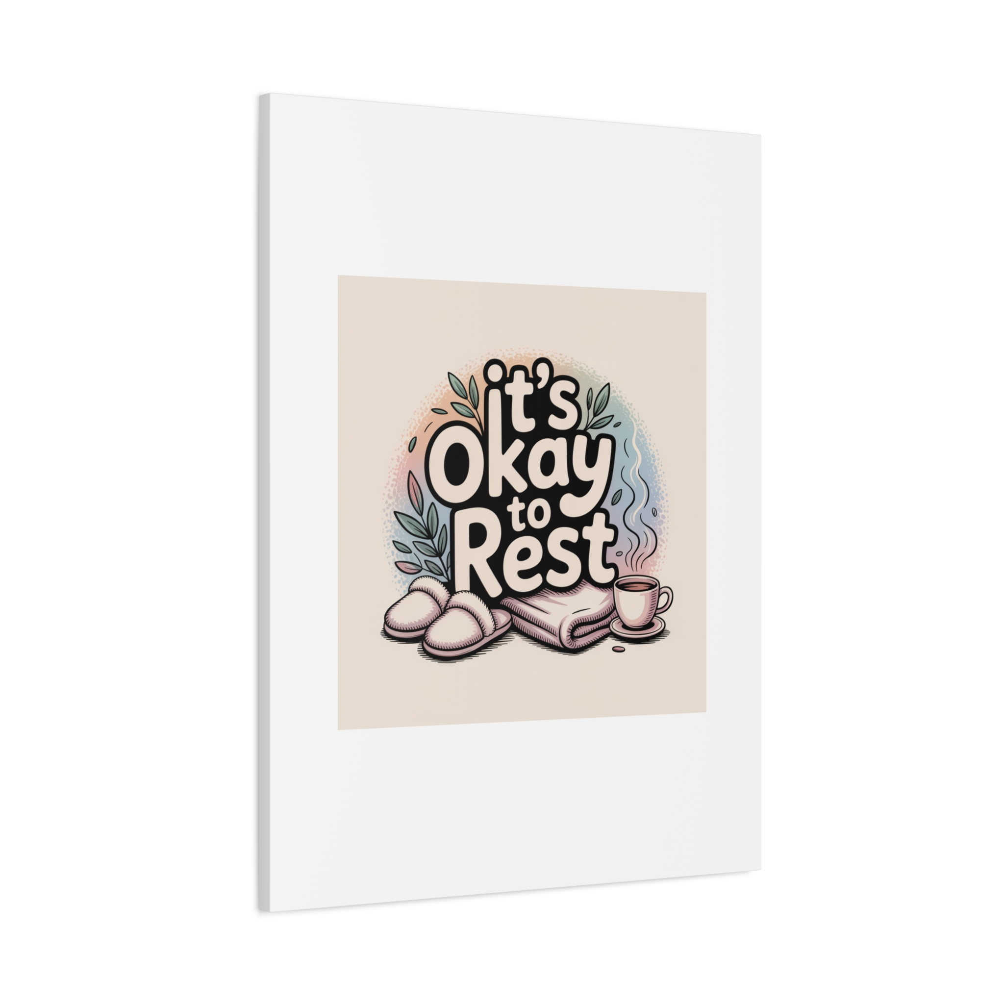 It's Okay to Rest Canvas | Holiday Burnout, Introvert Social Battery Art - Image 182