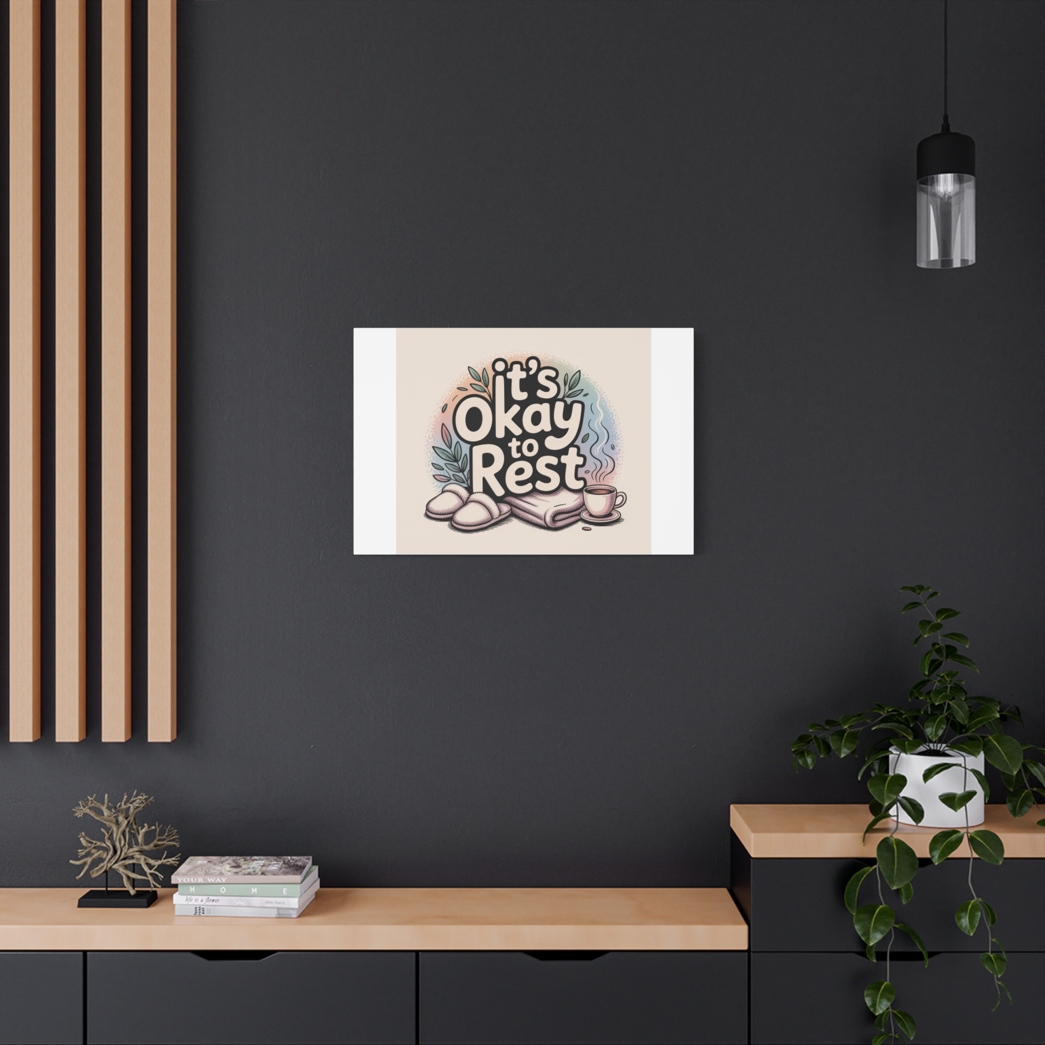 It's Okay to Rest Canvas | Holiday Burnout, Introvert Social Battery Art - Image 48