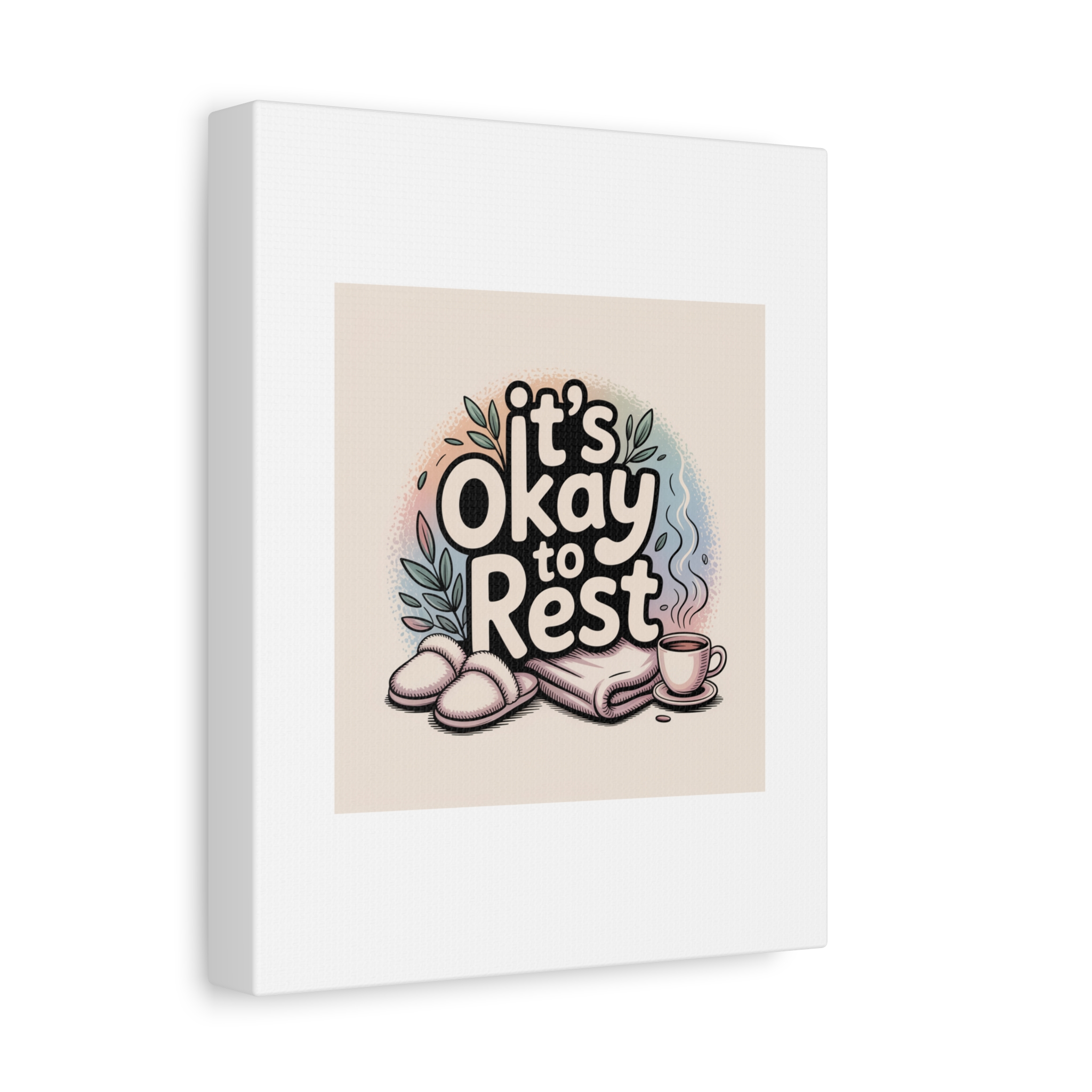 It's Okay to Rest Canvas | Holiday Burnout, Introvert Social Battery Art - Image 102