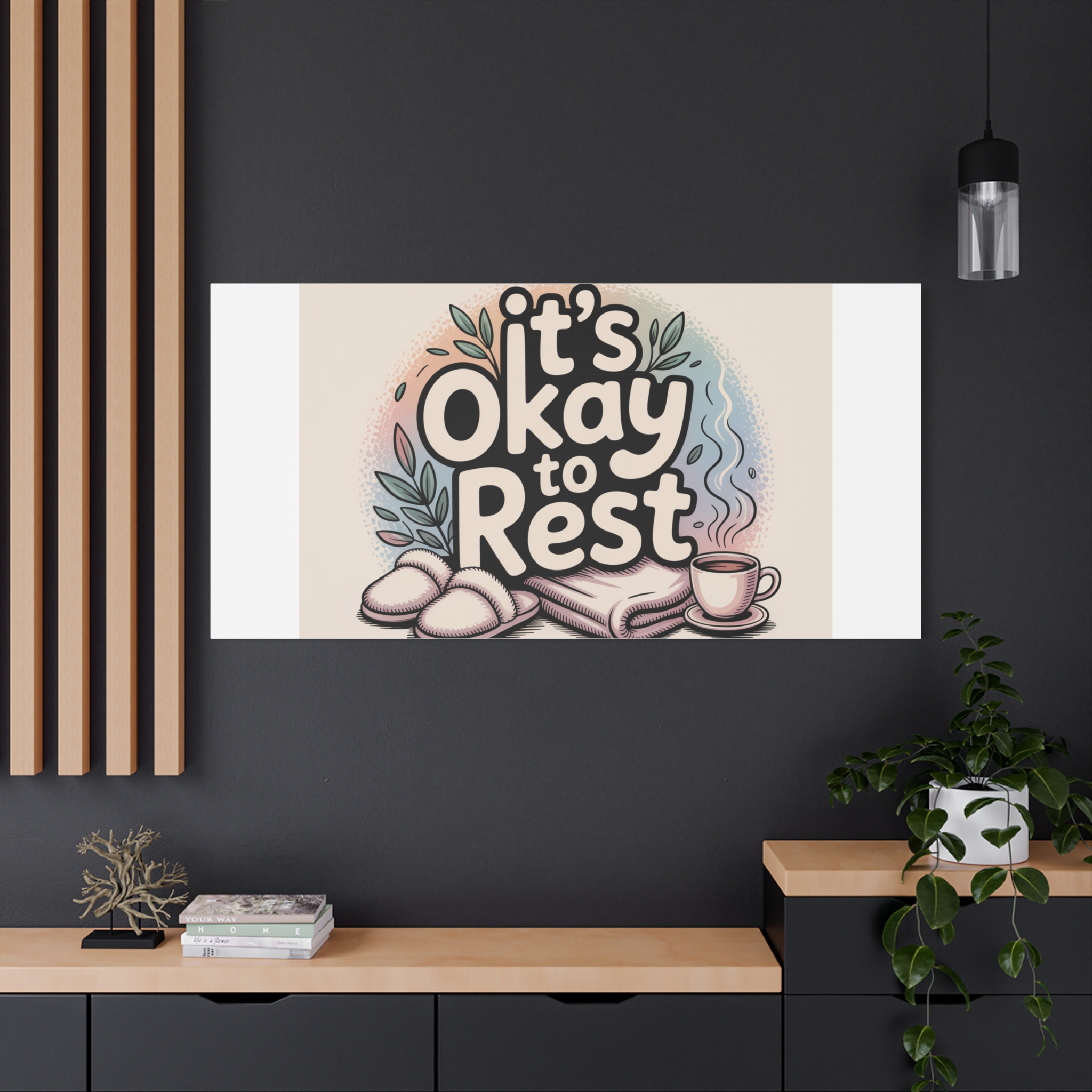 It's Okay to Rest Canvas | Holiday Burnout, Introvert Social Battery Art - Image 96
