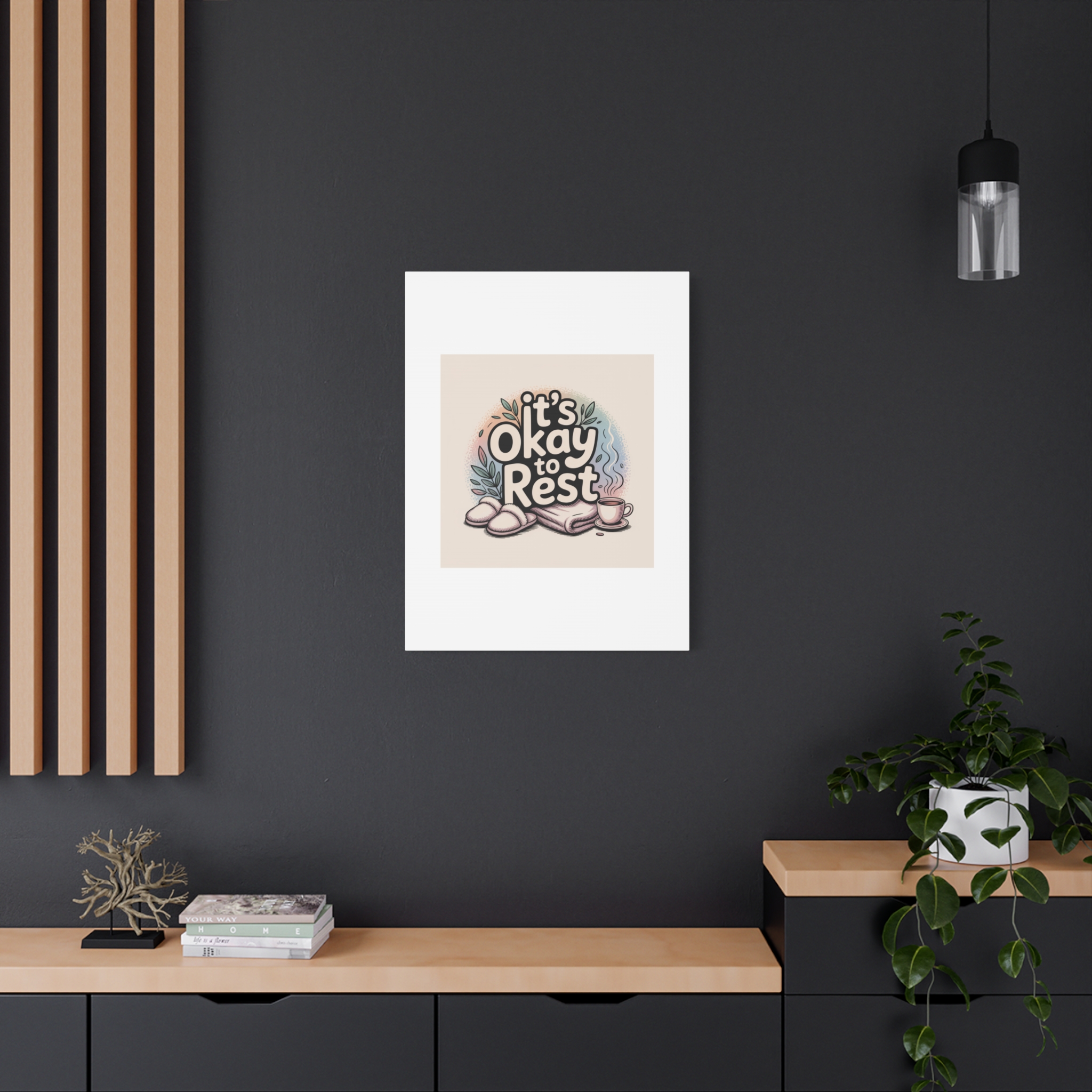 It's Okay to Rest Canvas | Holiday Burnout, Introvert Social Battery Art - Image 172