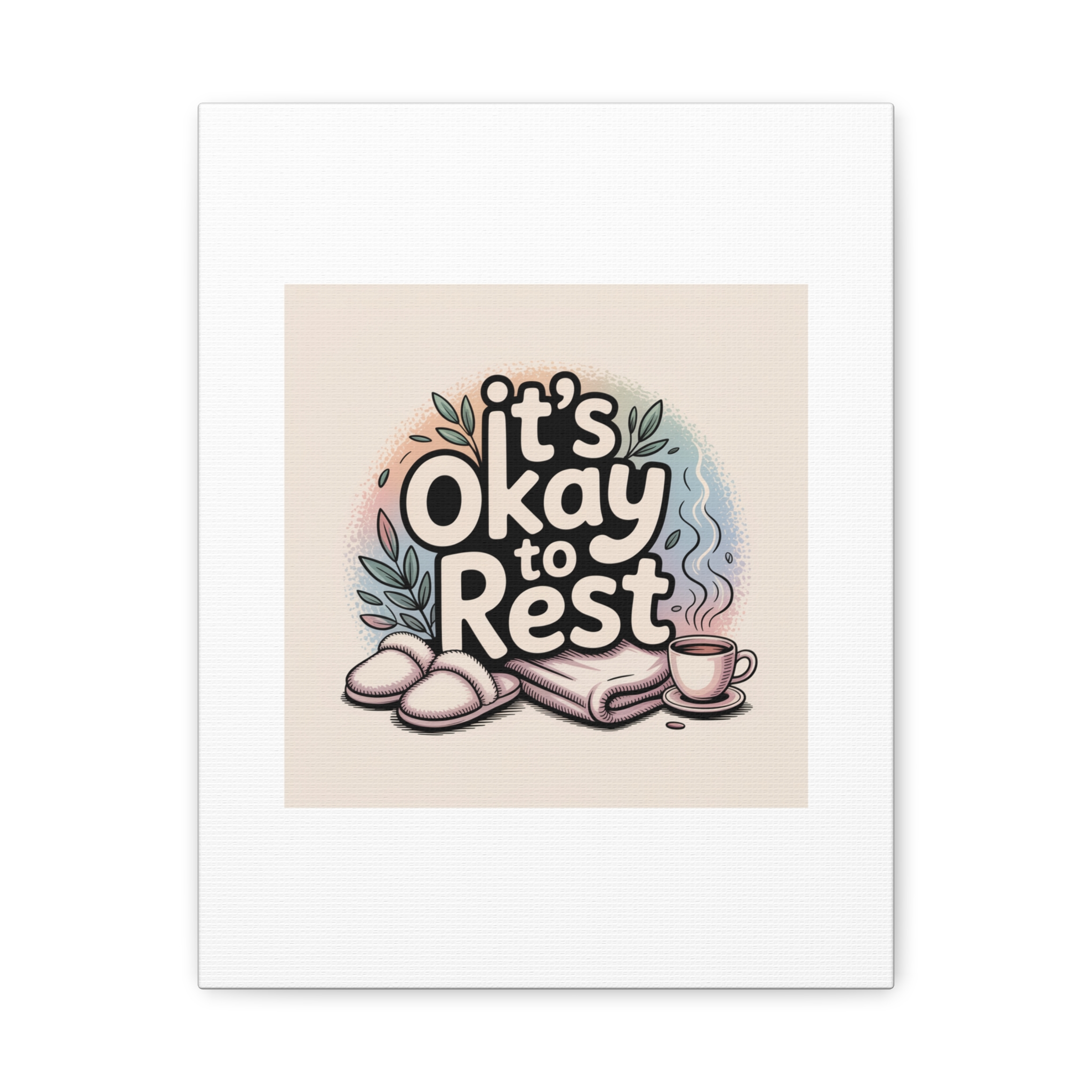 It's Okay to Rest Canvas | Holiday Burnout, Introvert Social Battery Art - Image 113