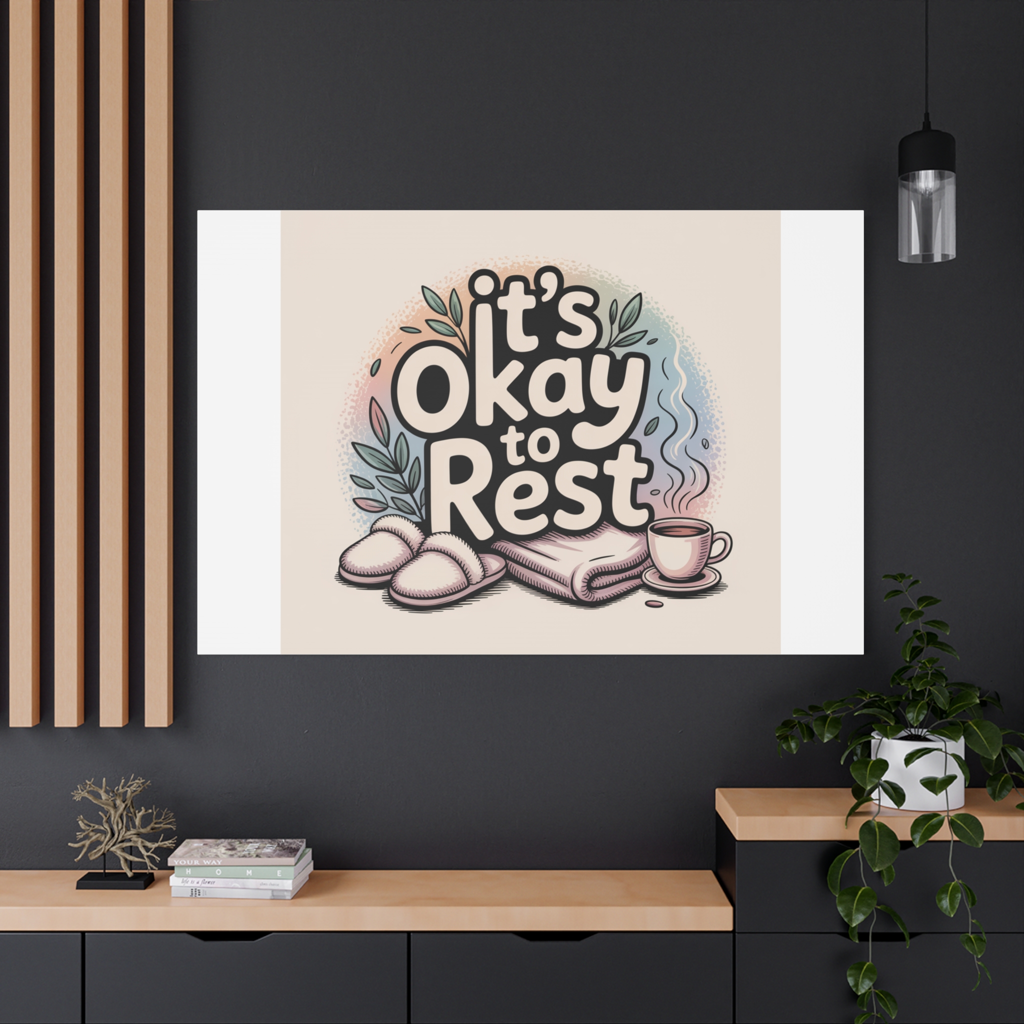 It's Okay to Rest Canvas | Holiday Burnout, Introvert Social Battery Art - Image 100